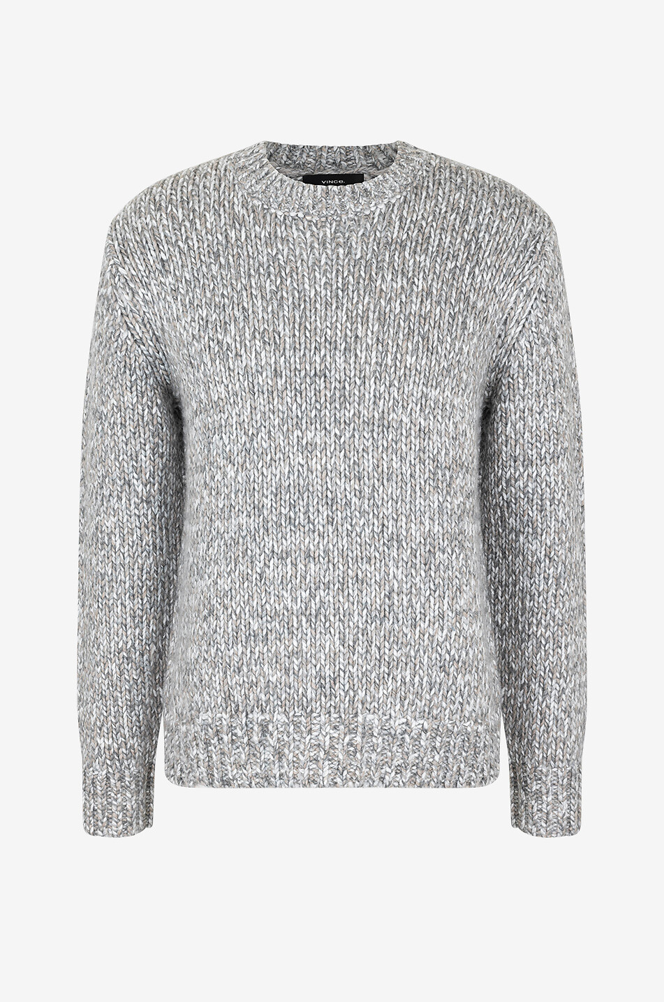 VINCE Pullover mit Rundhalsausschnitt aus melierter Wolle Herren MITTELGRAU 1