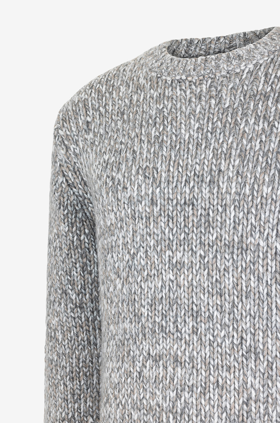 VINCE Pullover mit Rundhalsausschnitt aus melierter Wolle Herren MITTELGRAU 3