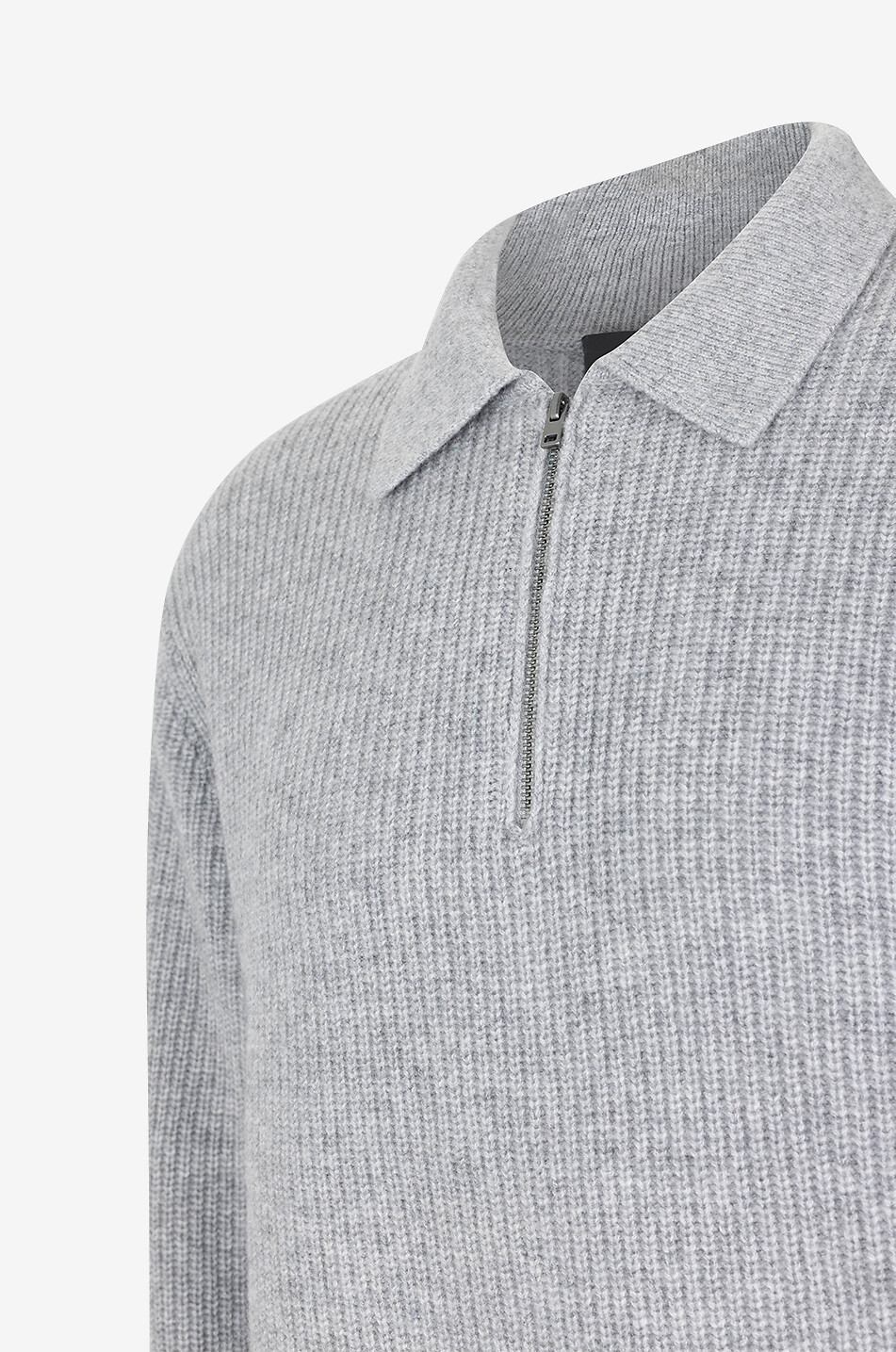 VINCE Wool and cashmere long-sleeved polo shirt Men LIGHT GREY 3