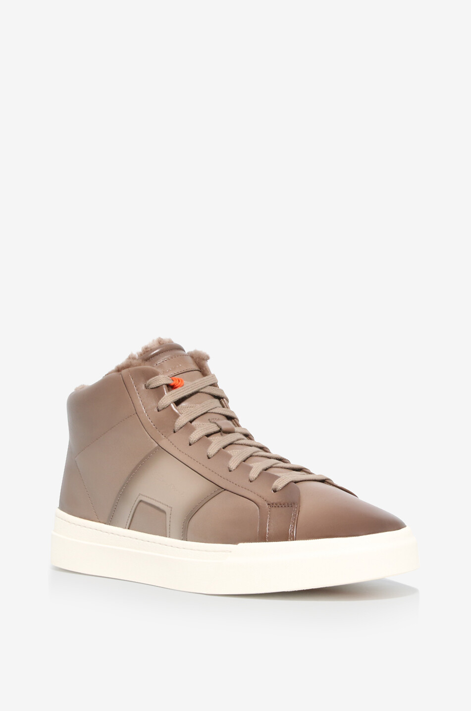 Double Buckle leather high-top sneakers
