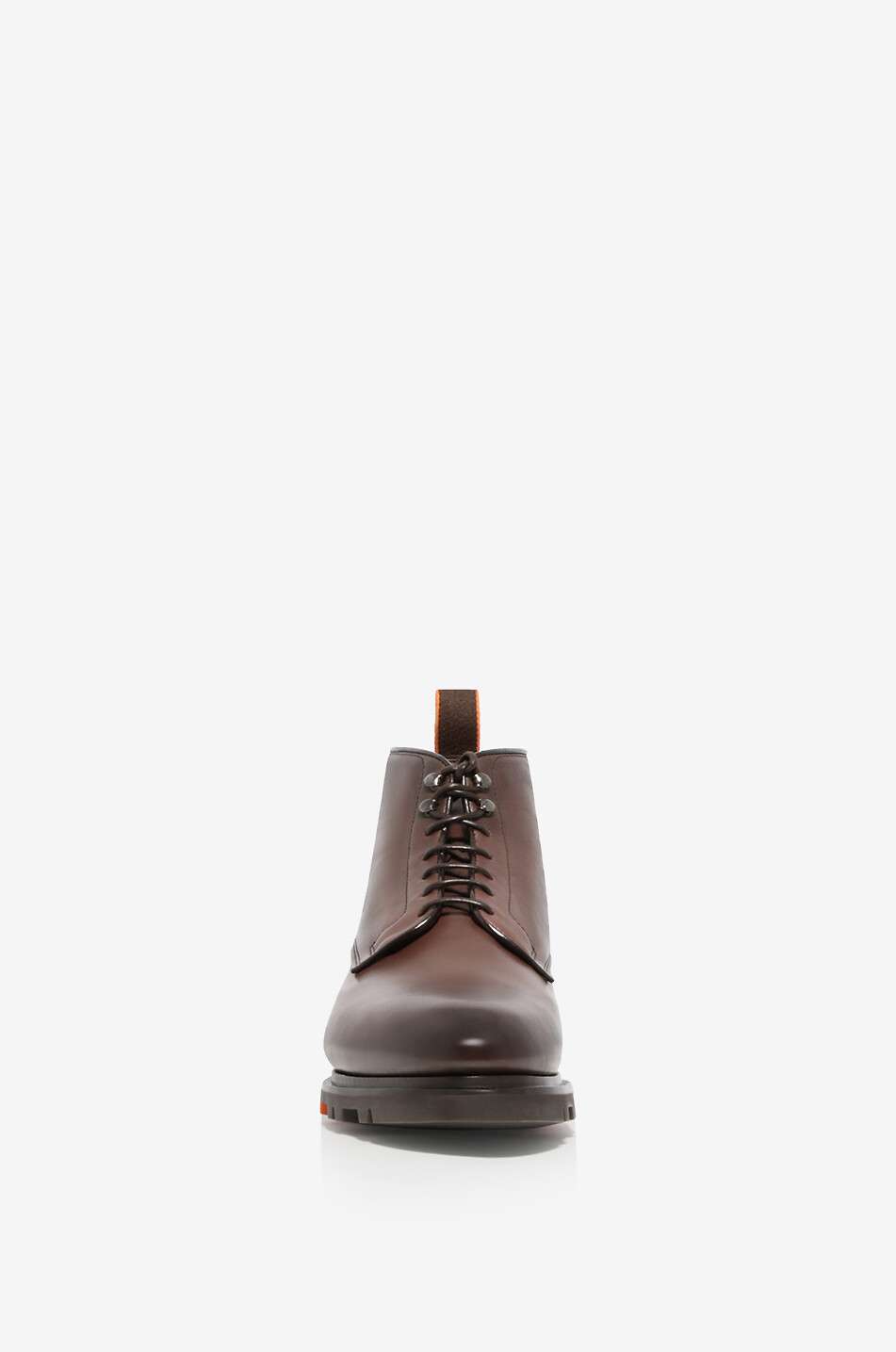 SANTONI Leather lace-up boots Men DARK BROWN 2