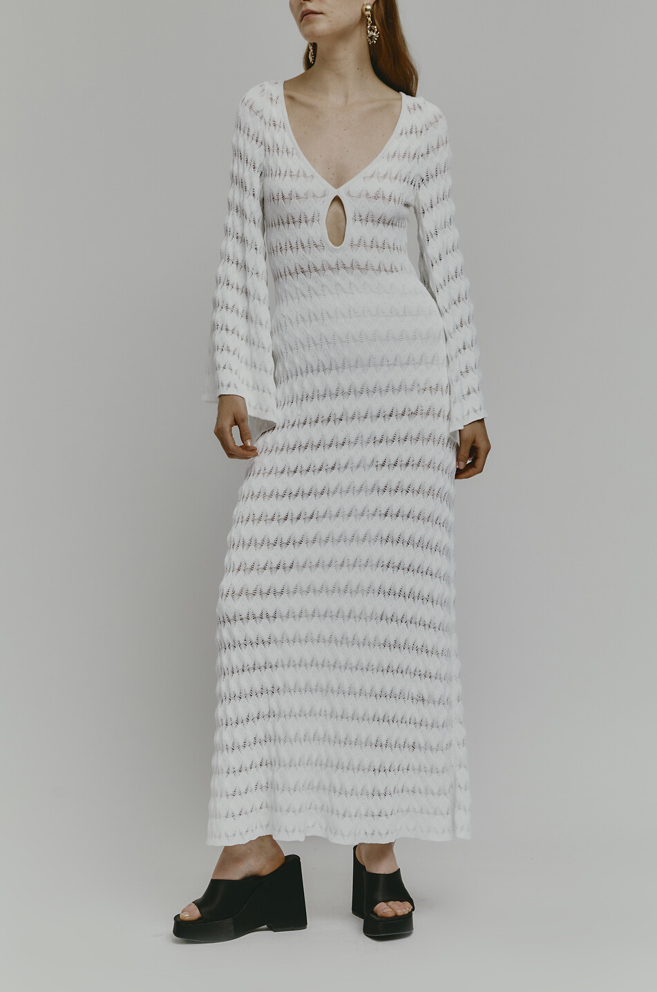 ANTONINO VALENTI Marajó long openwork-knit dress with cut-out Women WHITE 3