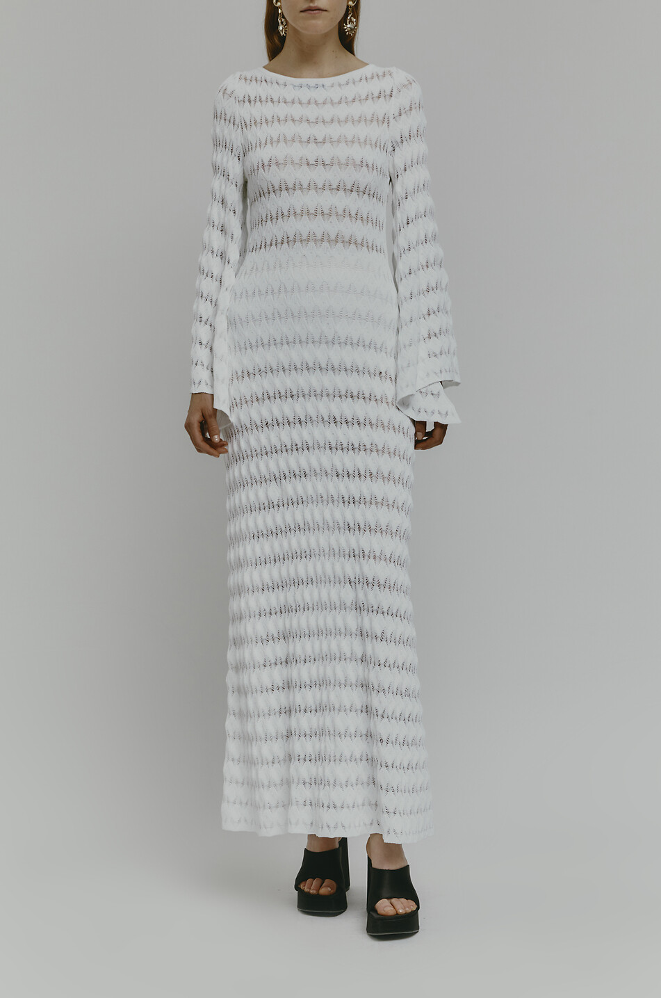 ANTONINO VALENTI Marajó long openwork-knit dress with cut-out Women WHITE 4