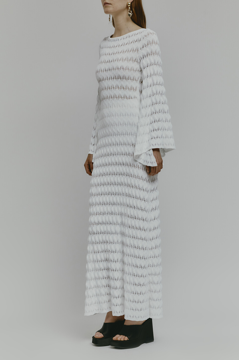 ANTONINO VALENTI Marajó long openwork-knit dress with cut-out Women WHITE 5