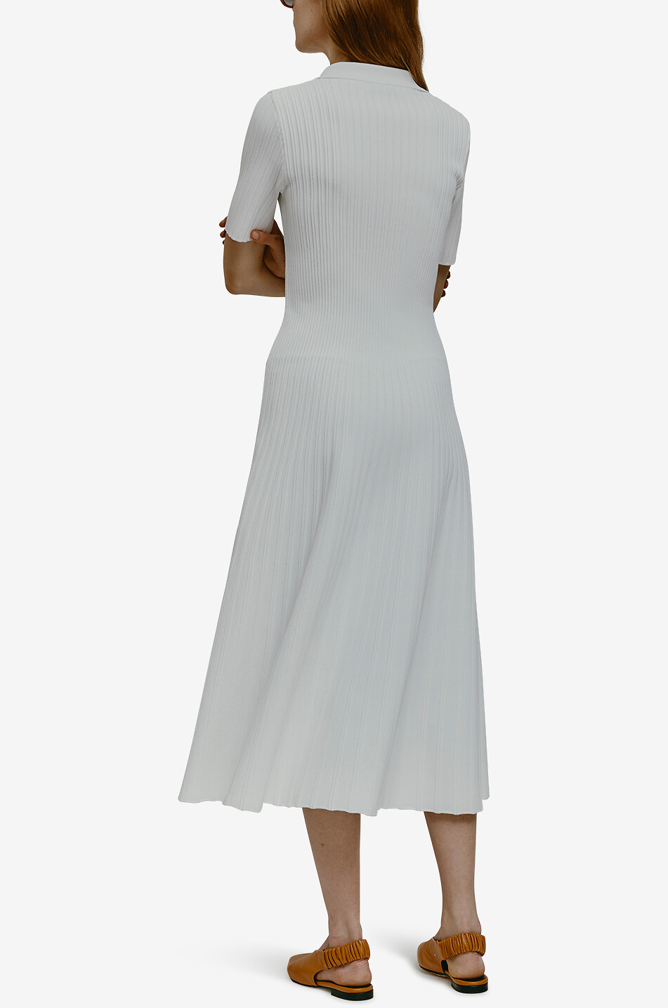 ANTONINO VALENTI Penchau ribbed knit midi polo dress Women WHITE 5