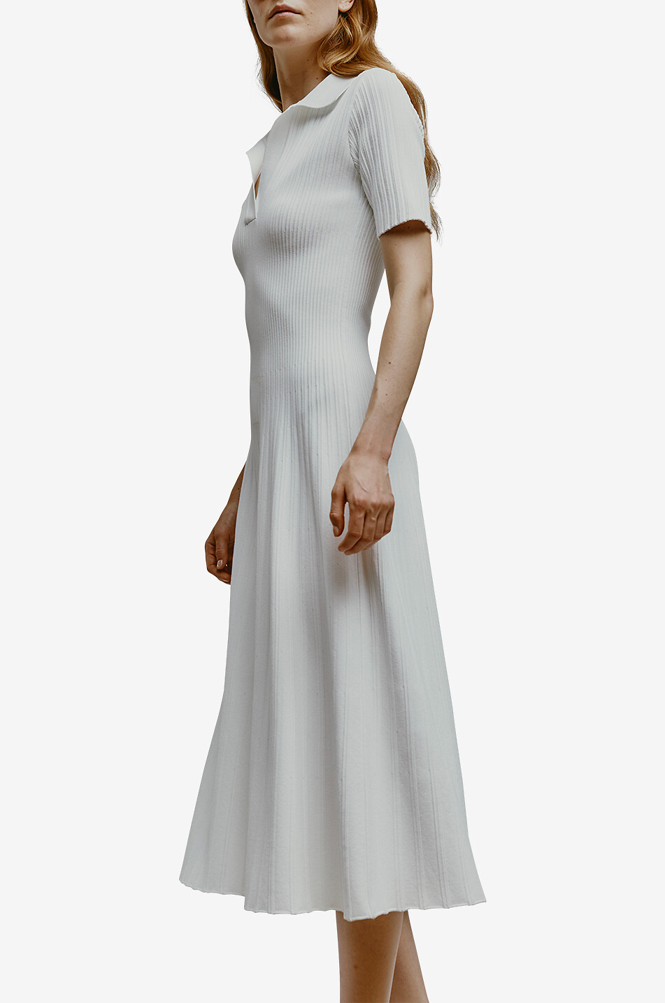ANTONINO VALENTI Penchau ribbed knit midi polo dress Women WHITE 6