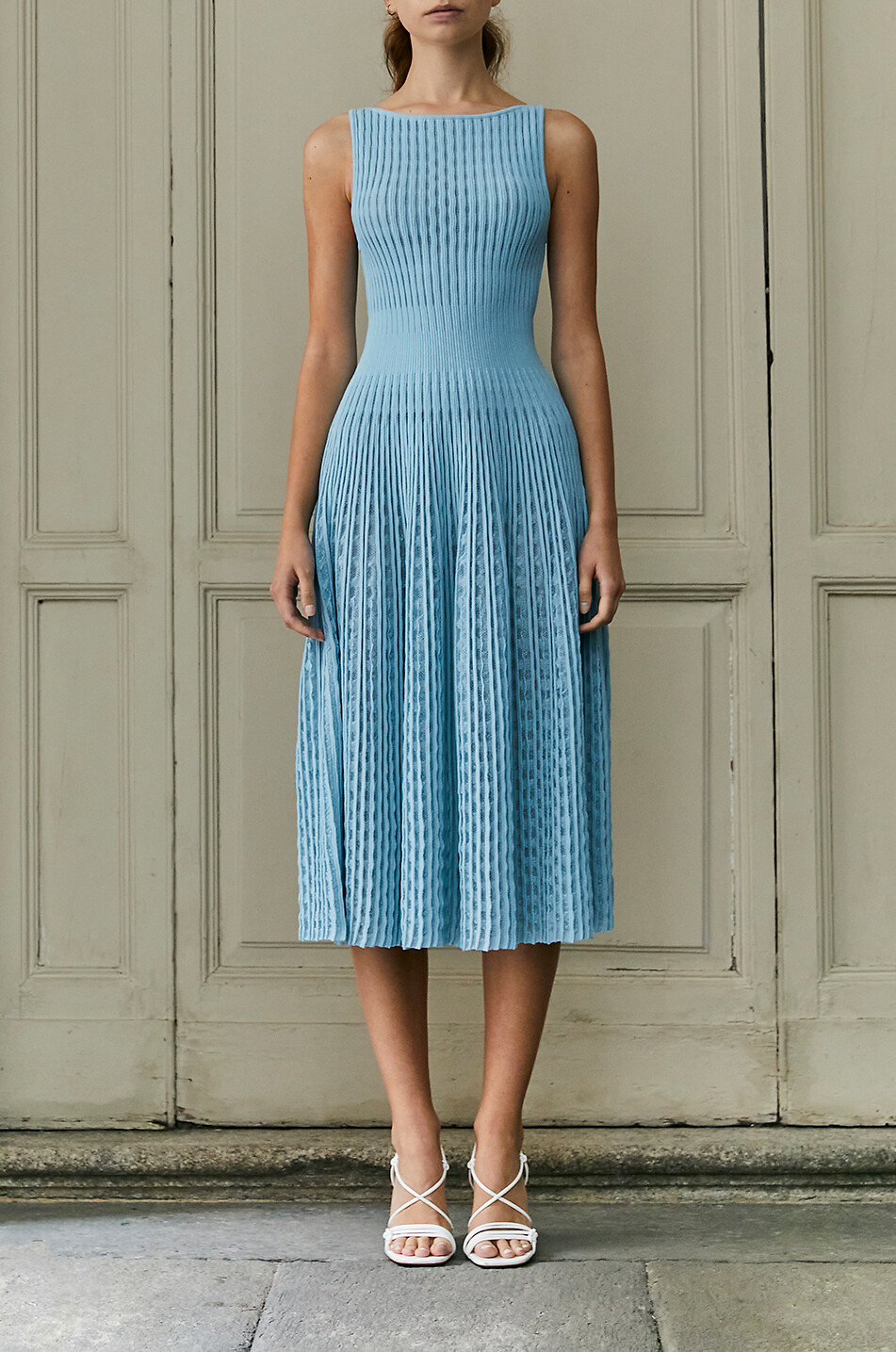 ANTONINO VALENTI Isabela sleeveless openwork knit midi dress Women LIGHT BLUE 3