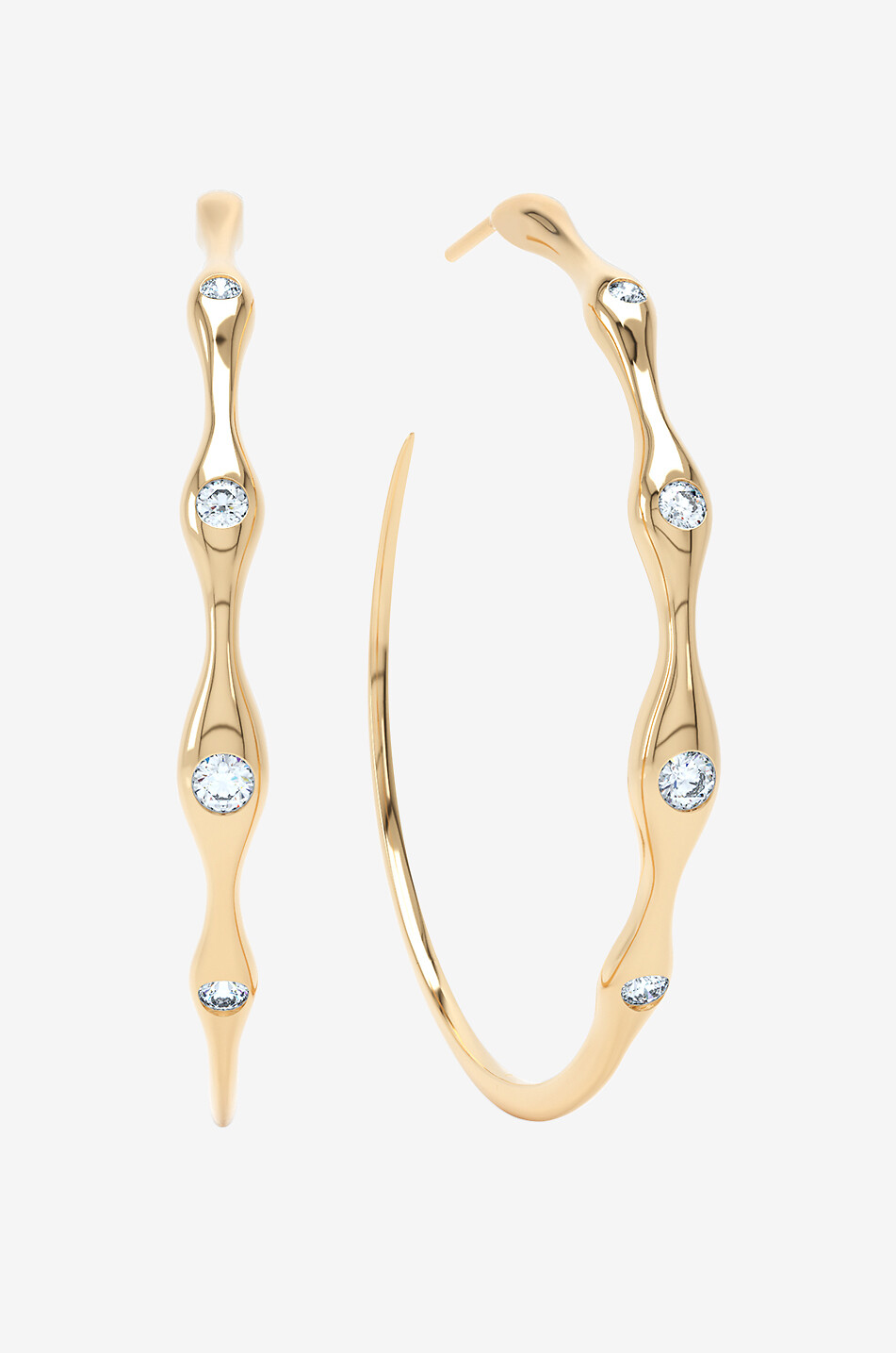 Créoles en or jaune et diamants Curve 50