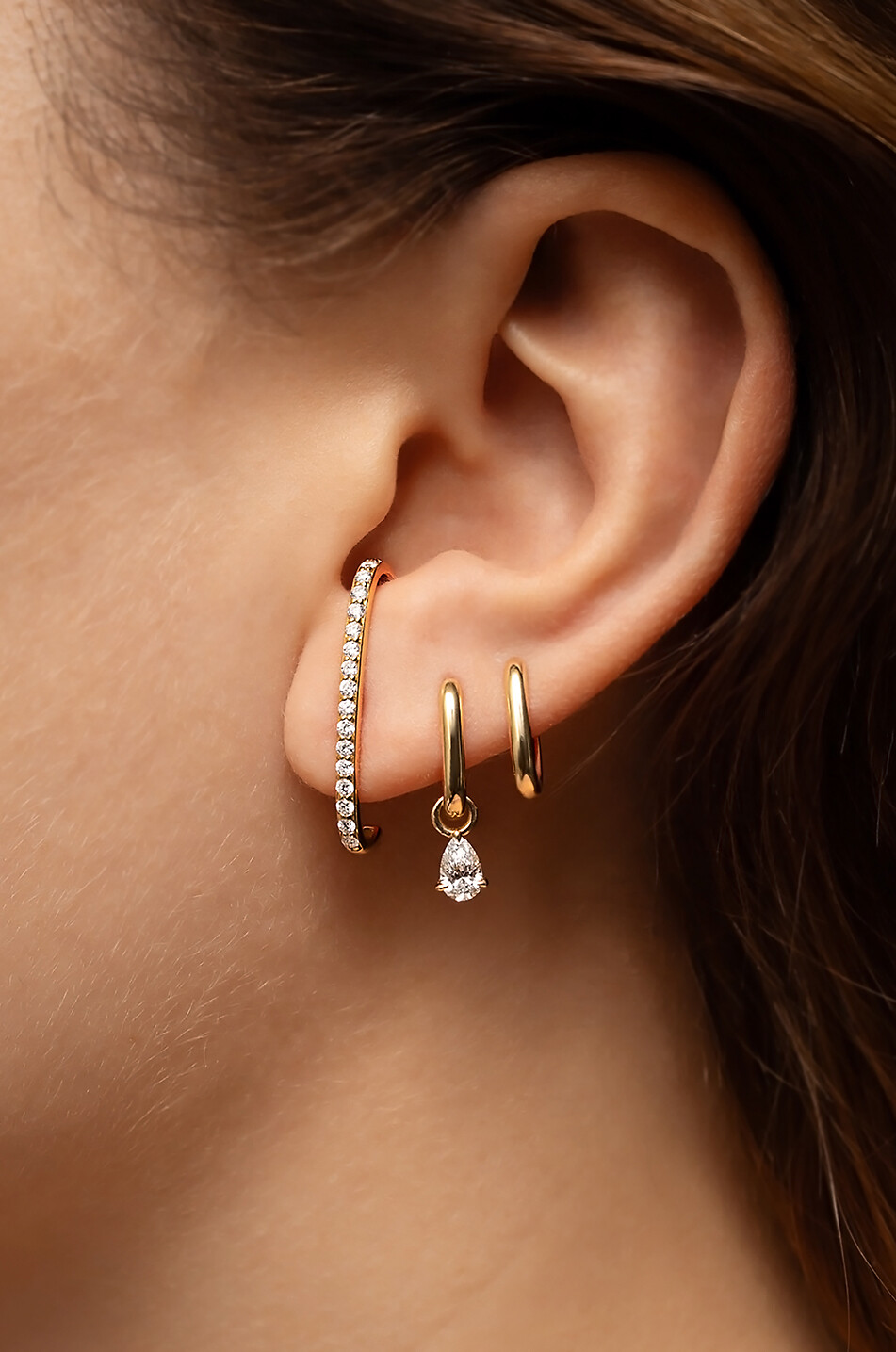 LOEV Allday Cuffs yellow gold and diamond earrings Women GOLDEN 2