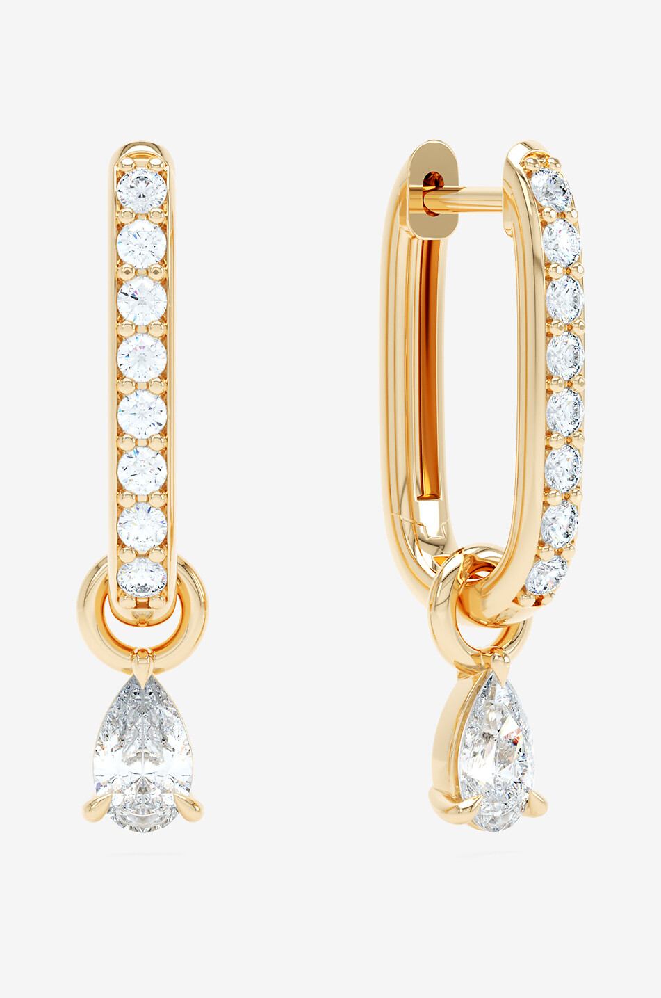 Allday Huggies Diamond Drop yellow gold and diamond earrings