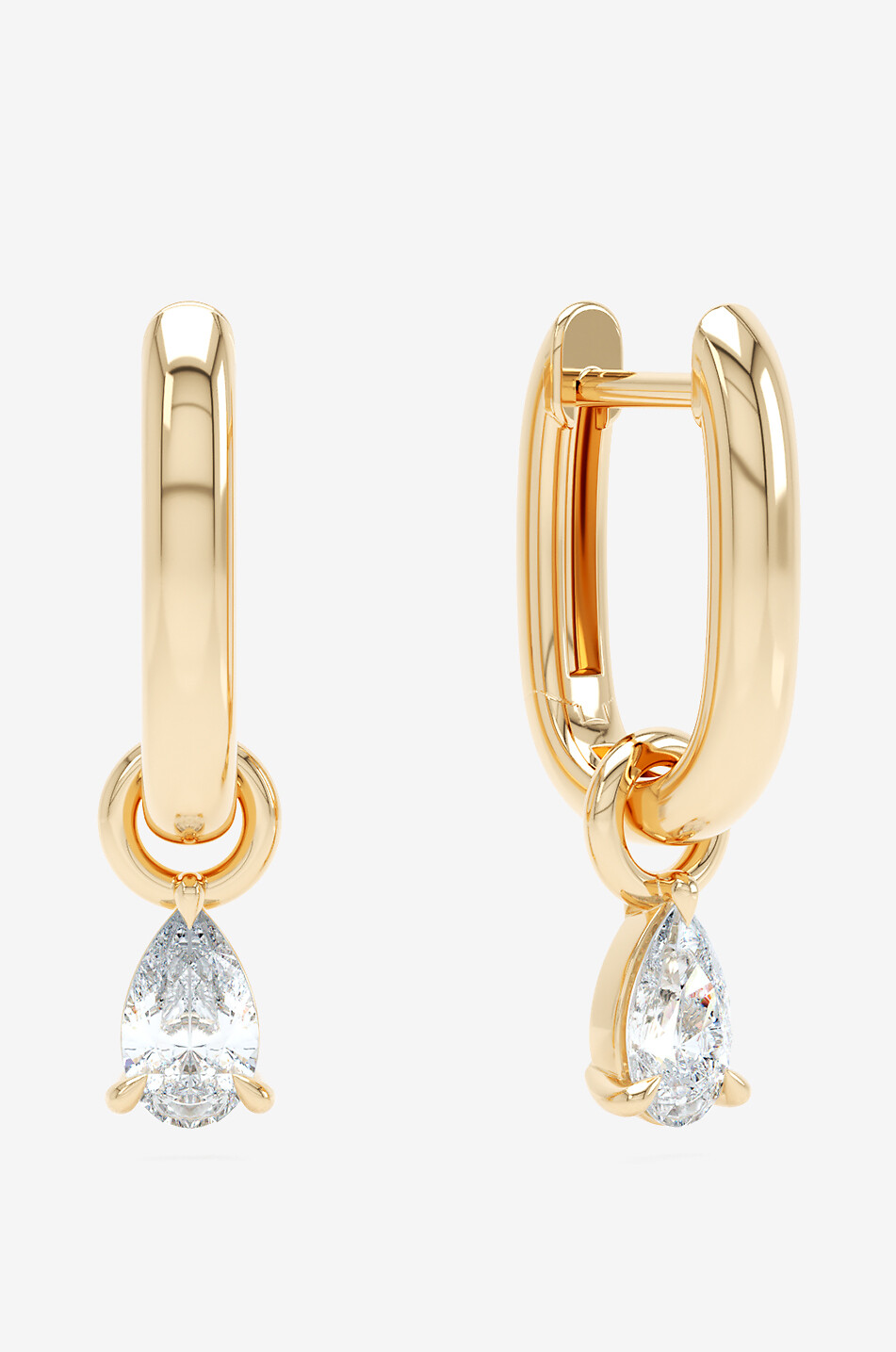 Gelbgold- und Diamantohrringe Allday Polished Huggies Diamond Drop
