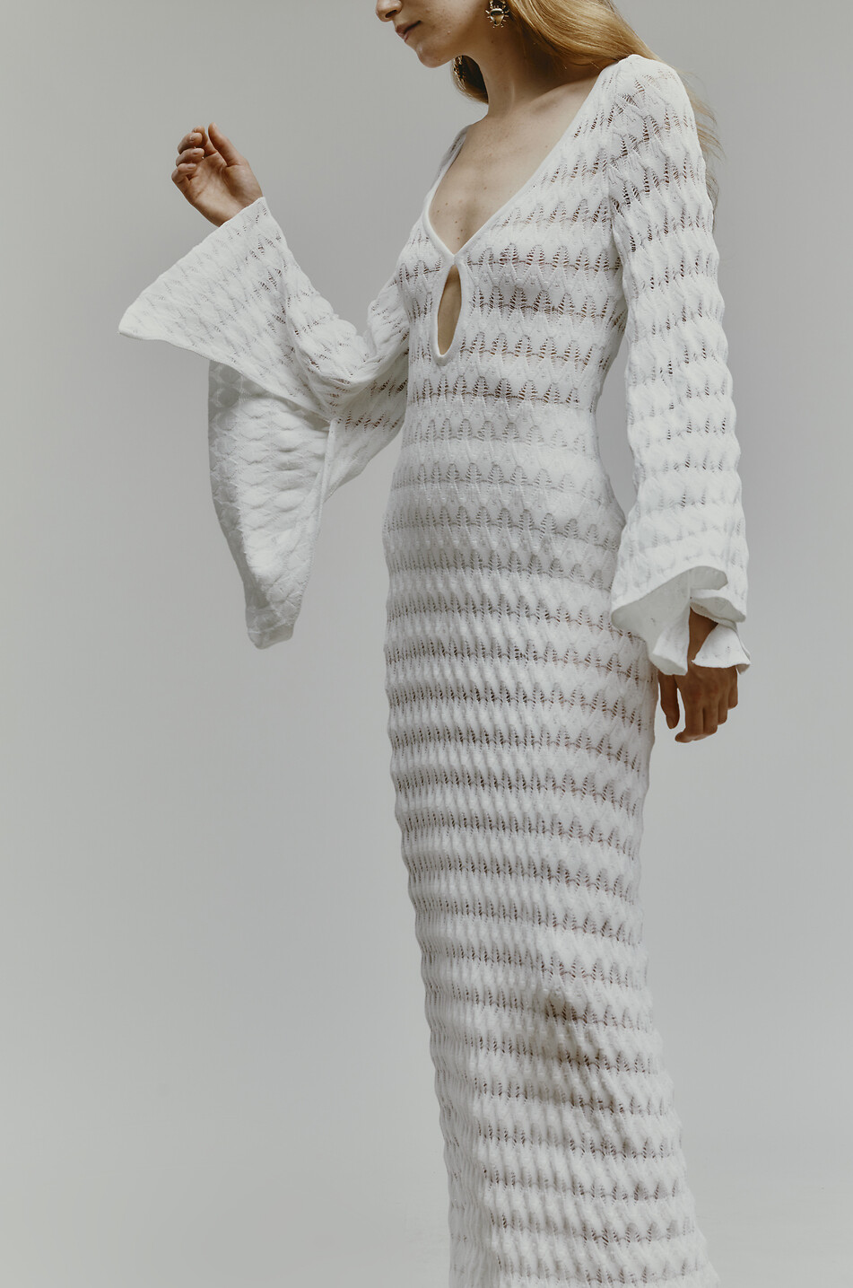 ANTONINO VALENTI Marajó long openwork-knit dress with cut-out Women WHITE 7