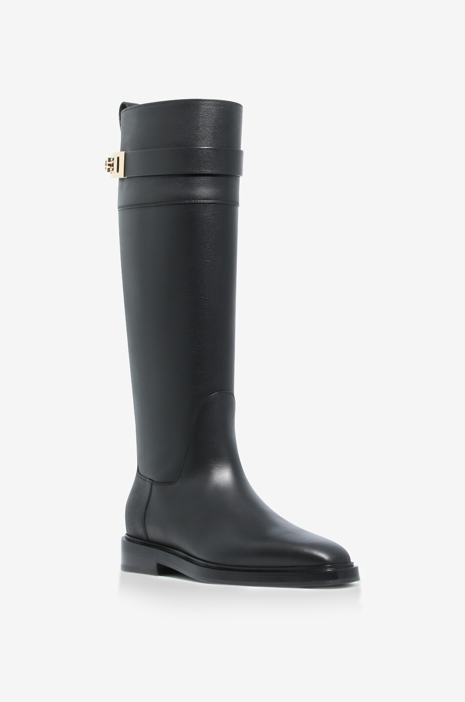 SALVATORE FERRAGAMO Roly flat smooth leather boots with Gancini Women BLACK 1