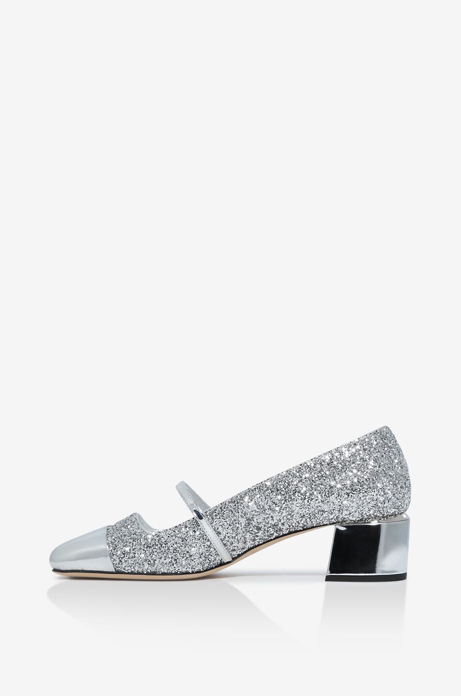 JIMMY CHOO Riemchenpumps aus Leder in Spiegeloptik und Glitter Elisa 45 Damen GRAU 3