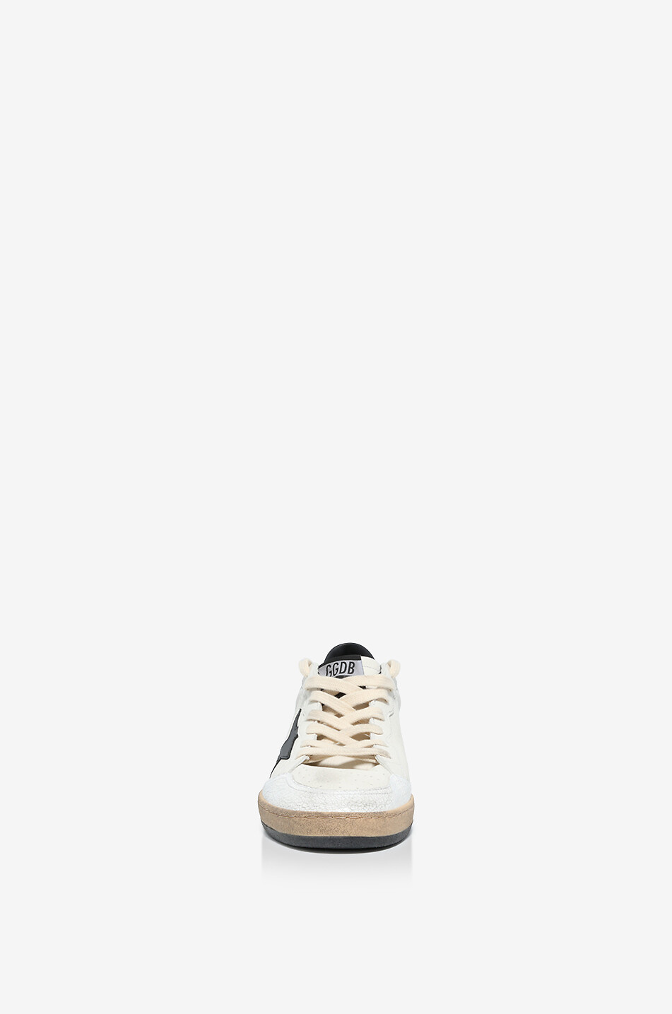 GOLDEN GOOSE Niedrige Sneakers aus genarbtem Leder mit schwarzem Stern Ball Star Herren CREMEFARBEN 2