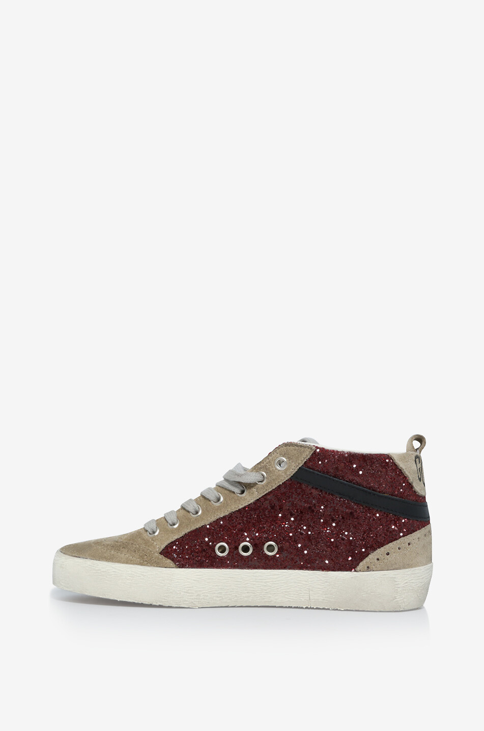 GOLDEN GOOSE Hohe Wildleder-Sneakers mit Glitter Mid Star Damen DUNKELBRAUN 3