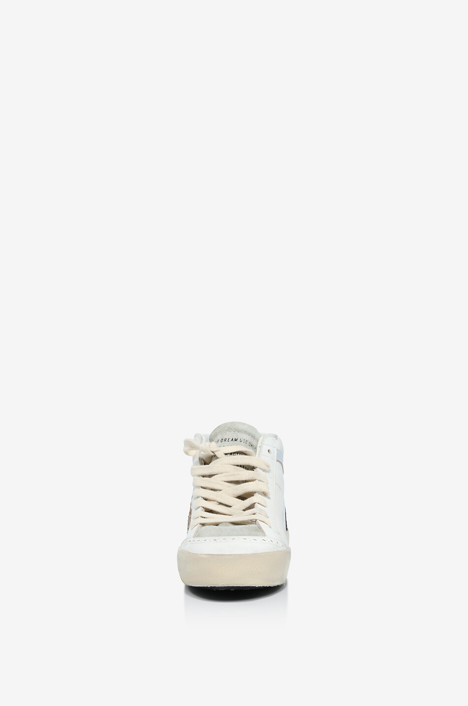 GOLDEN GOOSE Baskets montantes en cuir lisse à étoile en paillettes Mid Star Classic Femme BLANC 2