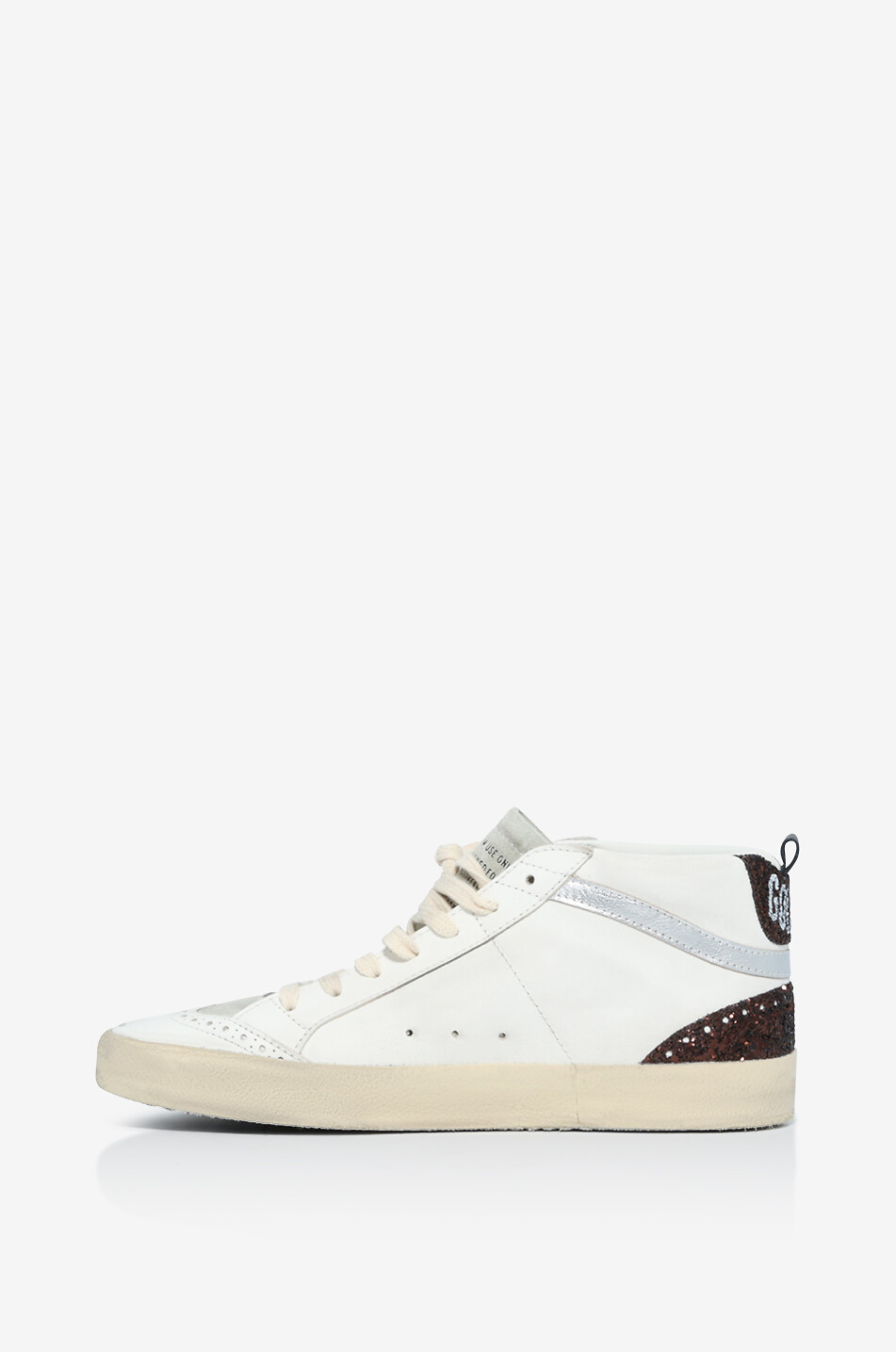 GOLDEN GOOSE Baskets montantes en cuir lisse à étoile en paillettes Mid Star Classic Femme BLANC 3