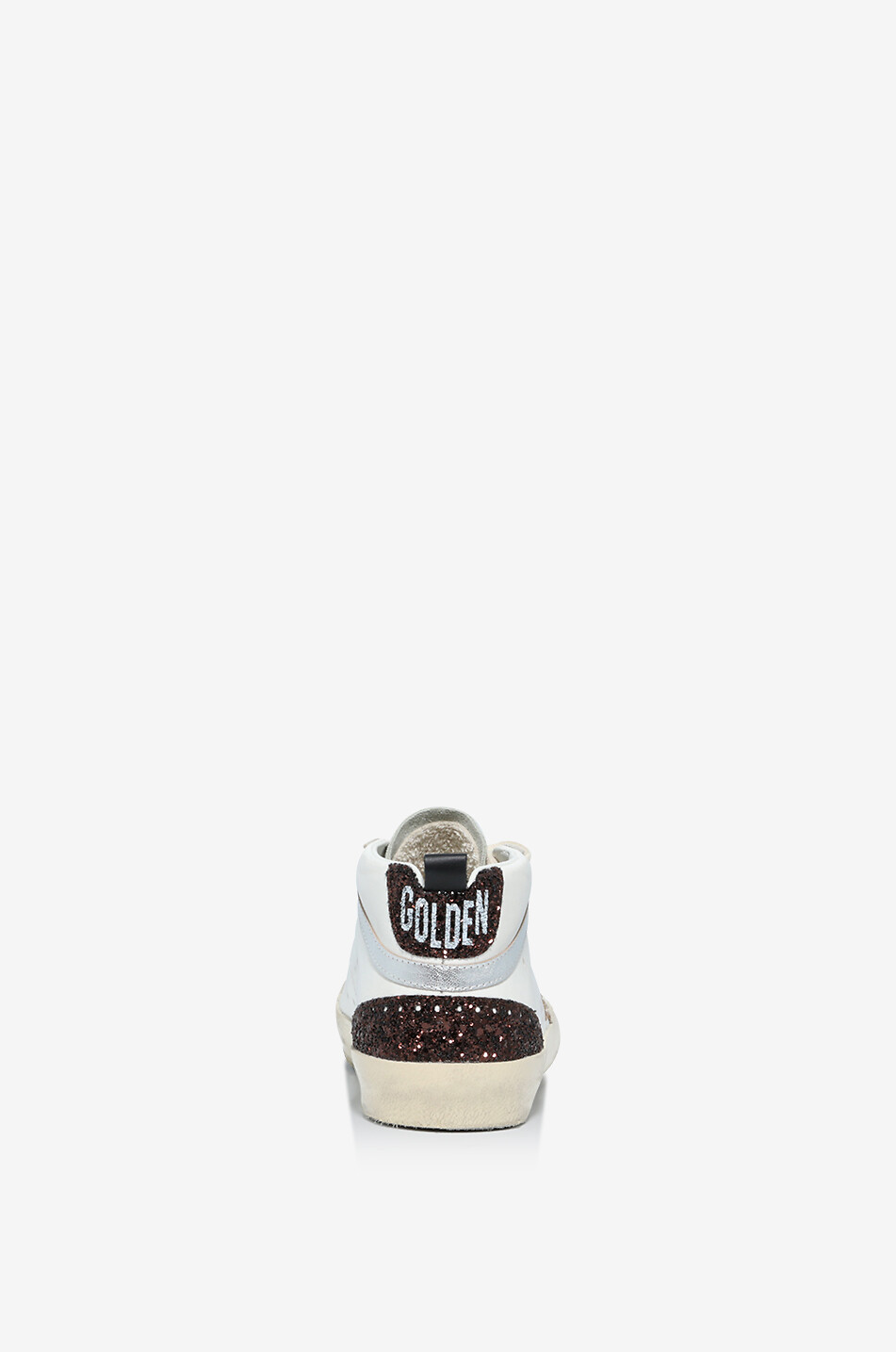 GOLDEN GOOSE Baskets montantes en cuir lisse à étoile en paillettes Mid Star Classic Femme BLANC 4