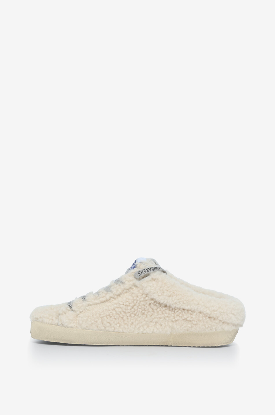 GOLDEN GOOSE Sabots-baskets en peau lainée à étoile paillettée Super-Star Sabot Femme BLANC CASSE 3