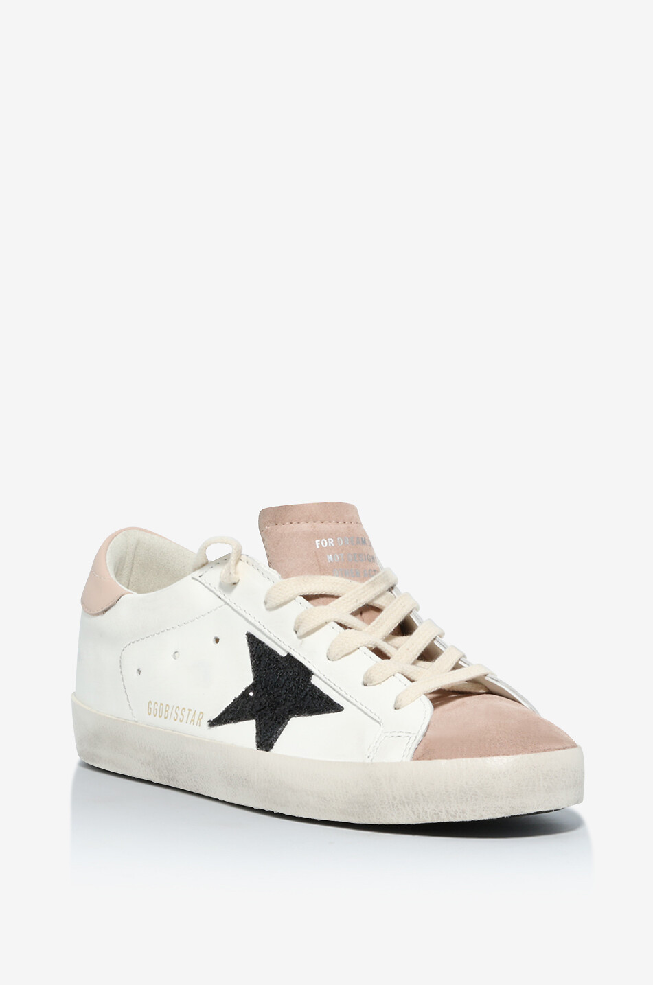 Super-Star smooth leather and suede low-top sneakers with glitter star