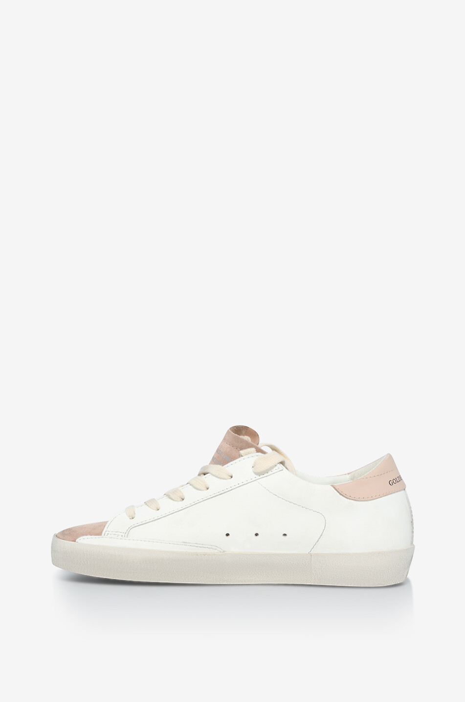 GOLDEN GOOSE Super-Star smooth leather and suede low-top sneakers with glitter star Women WHITE 3