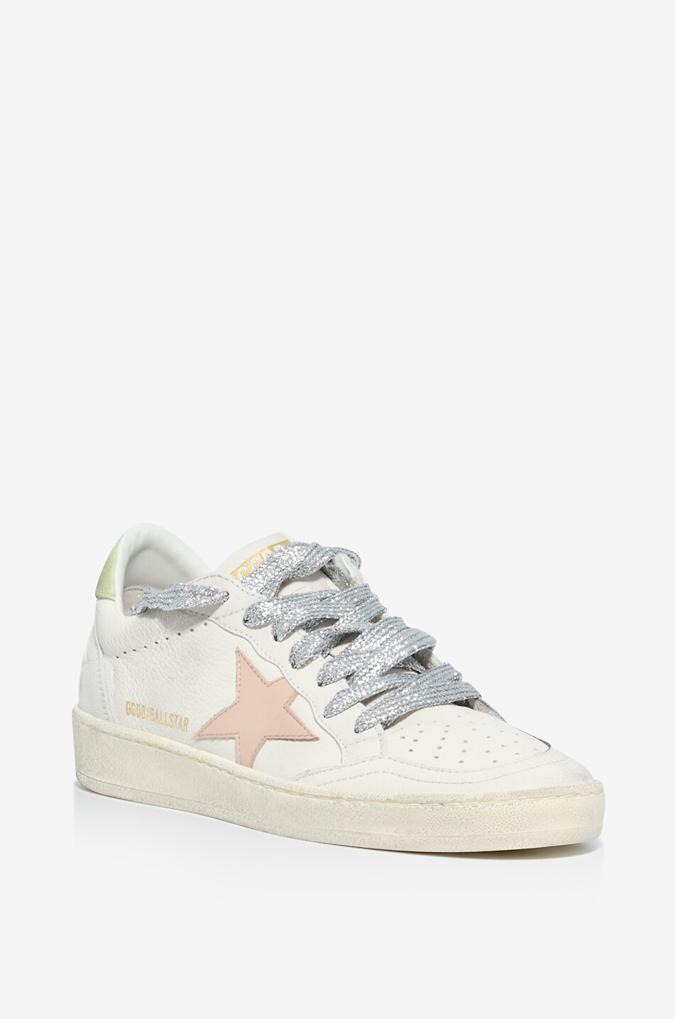 GOLDEN GOOSE Niedrige Sneakers aus genarbtem Leder mit rosa Stern Ball Star Damen HELLROSA 1