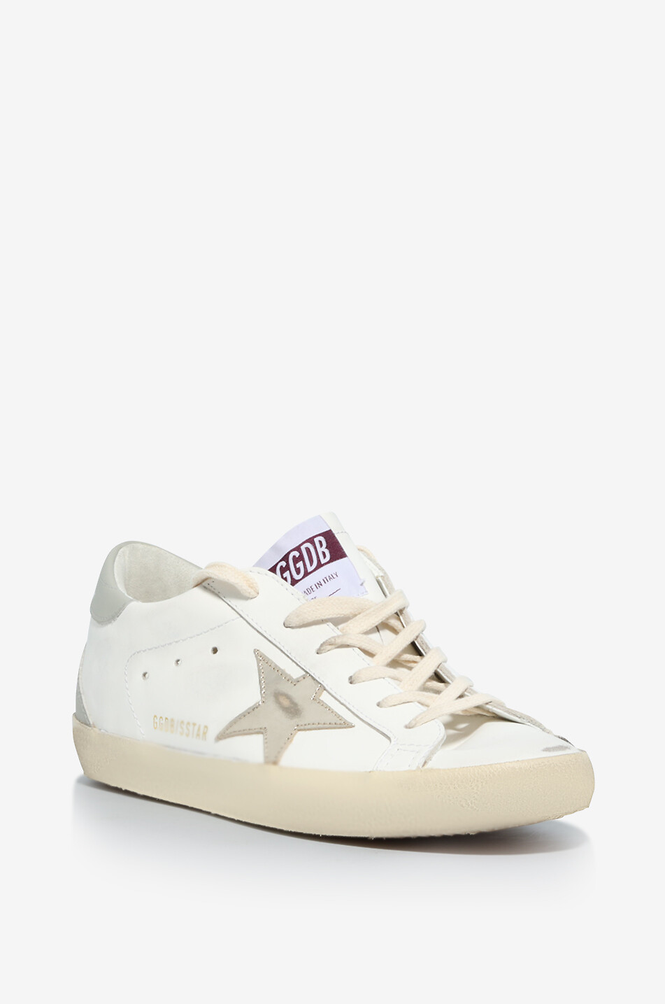 Niedrige Schnürsneakers aus Glattleder mit Metallic-Stern Super-Star Classic