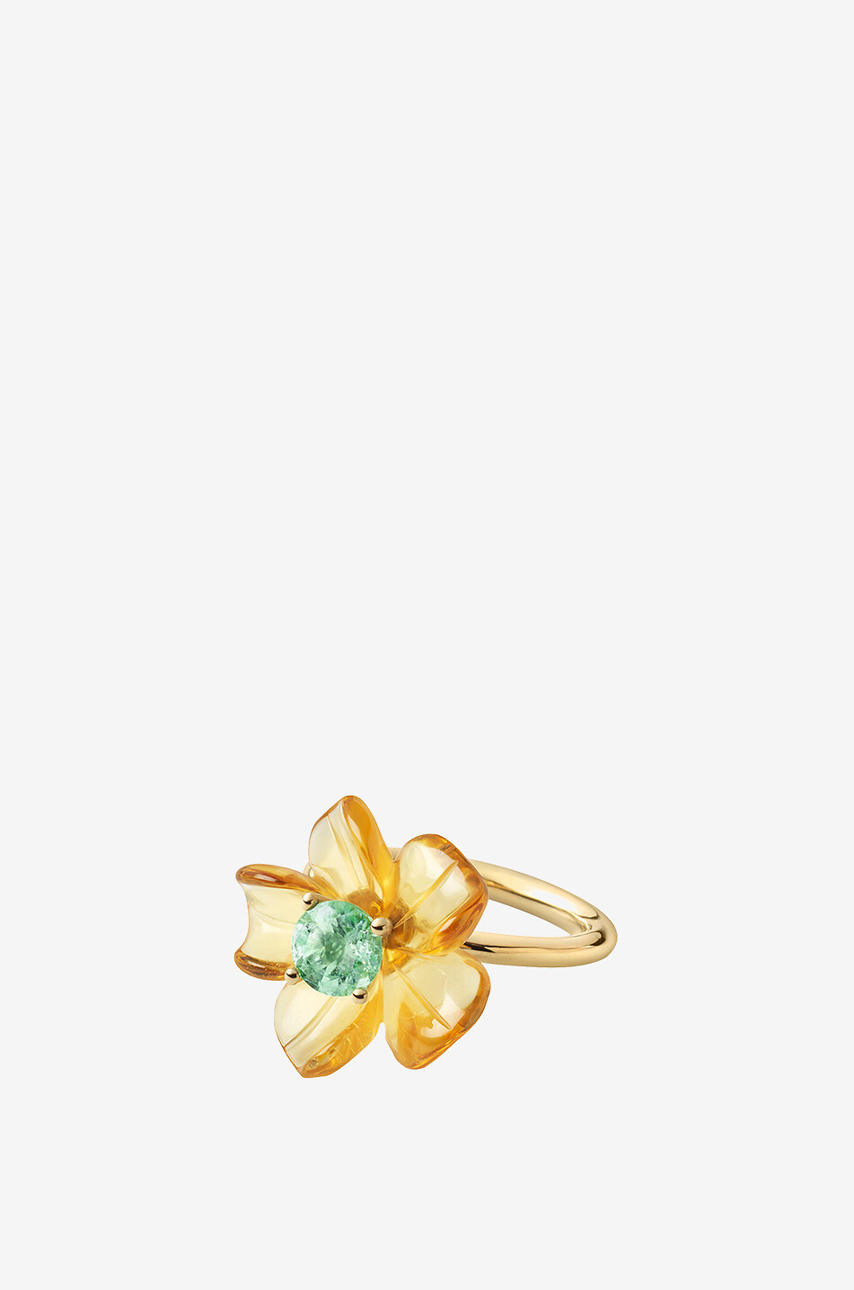 Bague en or jaune ornée de citrine et de tourmaline Island Flower Big