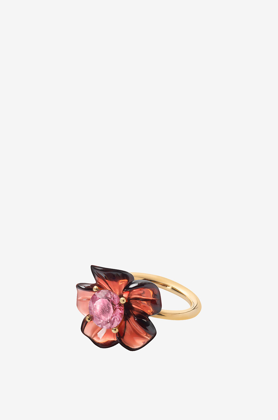 Bague en or jaune ornée de grenat et de tourmaline Island Flower Big