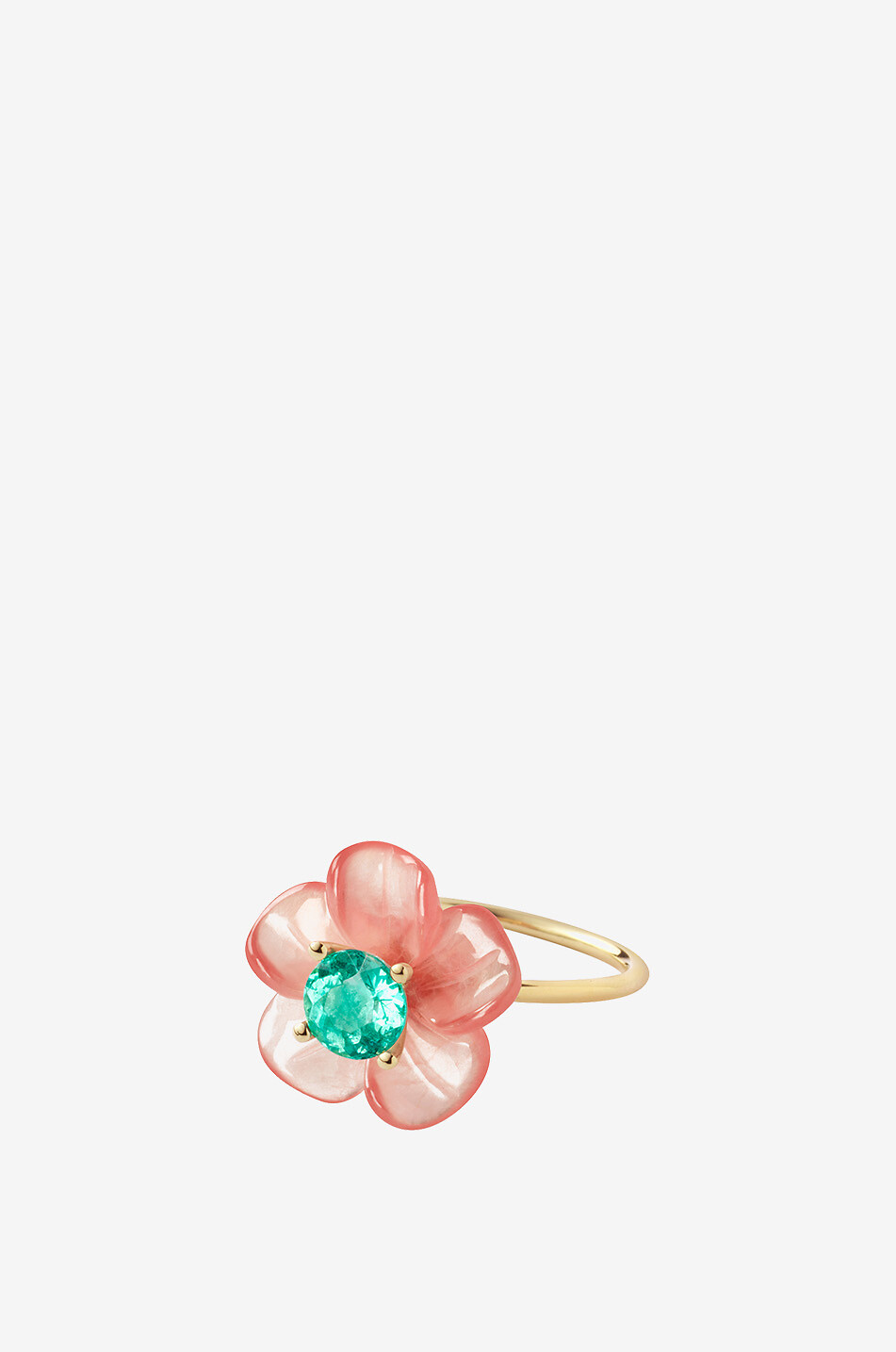 SOPHIE JOANNE Island Flower Small rhodochrosite and apatite ring in yellow gold Women PINK 1