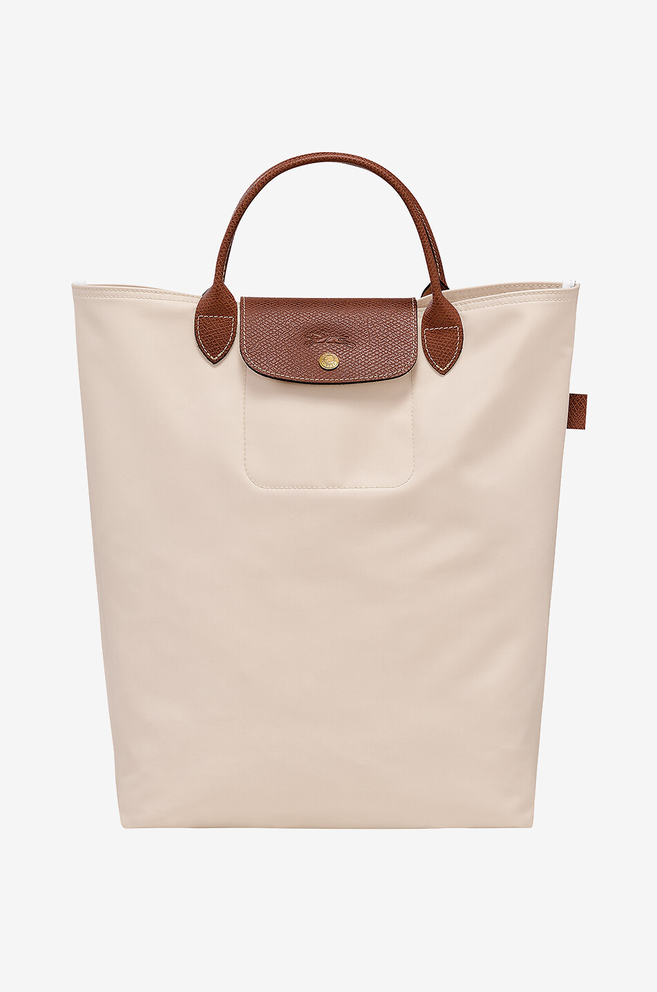 LONGCHAMP Le Pliage Original M canvas and leather tote bag Women EGGSHELL 1