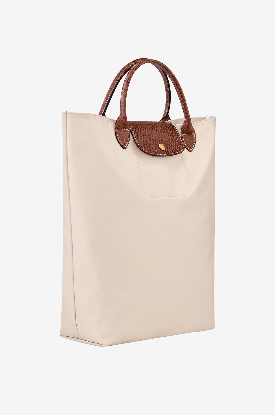 LONGCHAMP Le Pliage Original M canvas and leather tote bag Women EGGSHELL 2