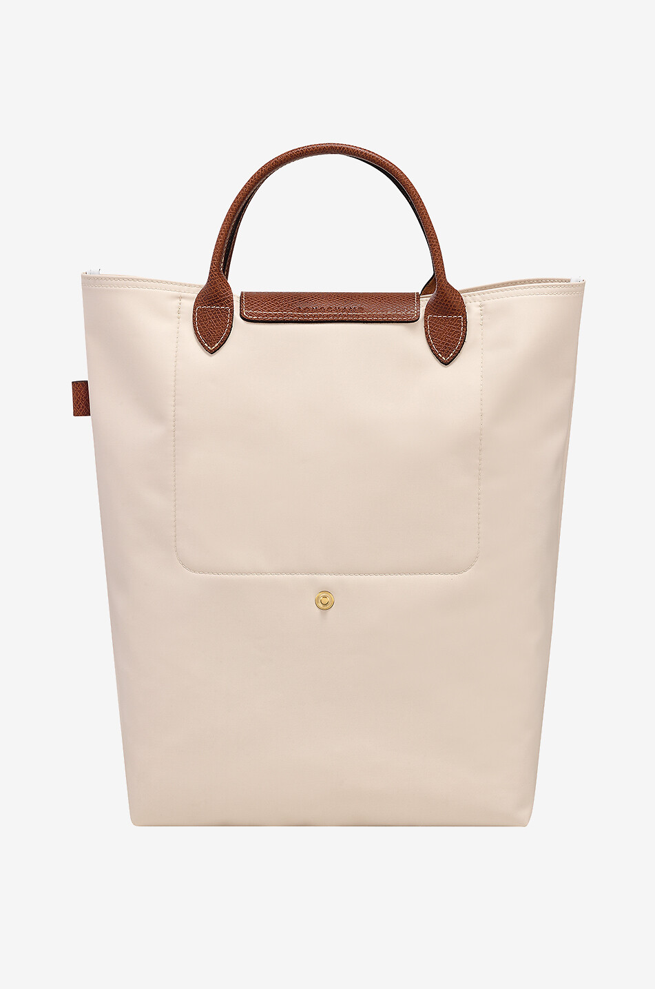 LONGCHAMP Le Pliage Original M canvas and leather tote bag Women EGGSHELL 3