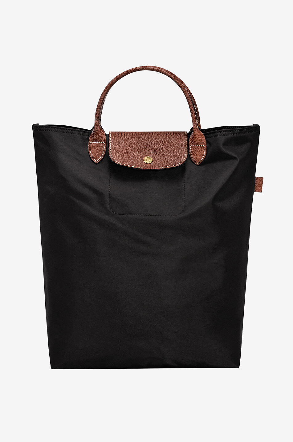 LONGCHAMP Le Pliage Original M canvas and leather tote bag Women BLACK 1