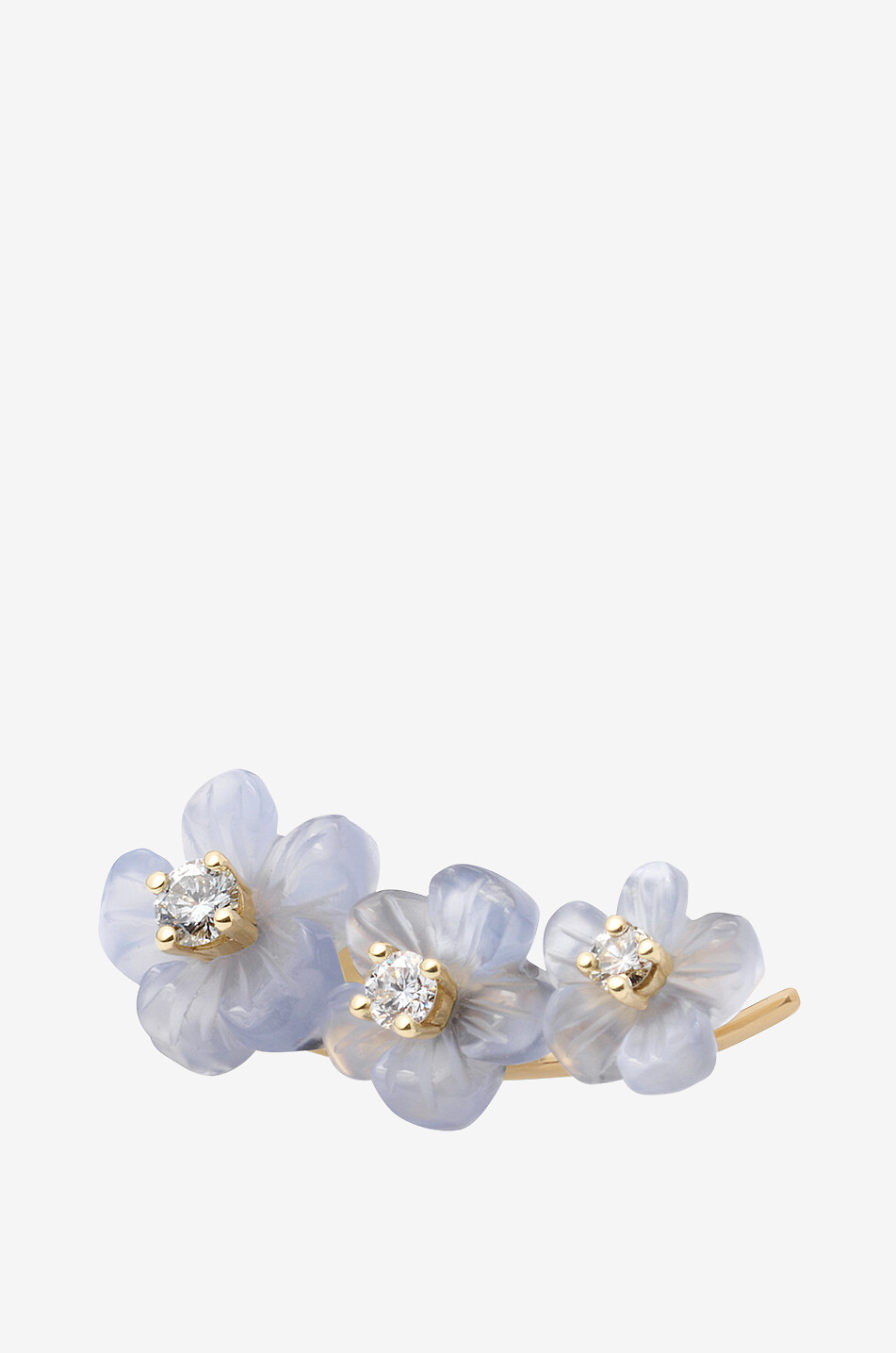 Ohrkletterer aus Gelbgold mit Chalzedon und Diamanten Island Flower Garden