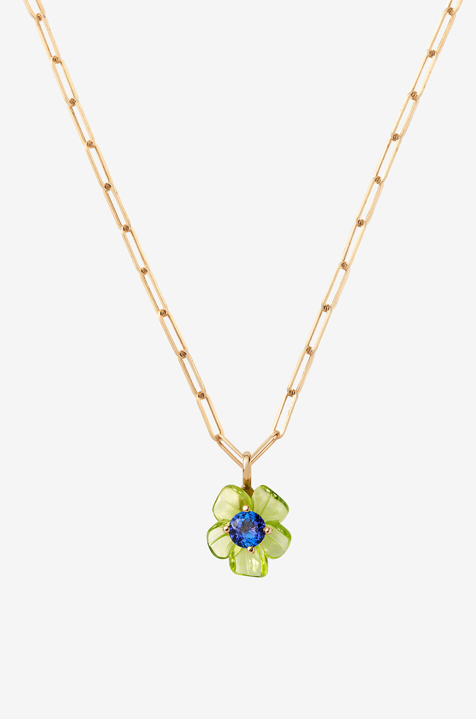 Island Flower Small peridot and tanzanite pendant