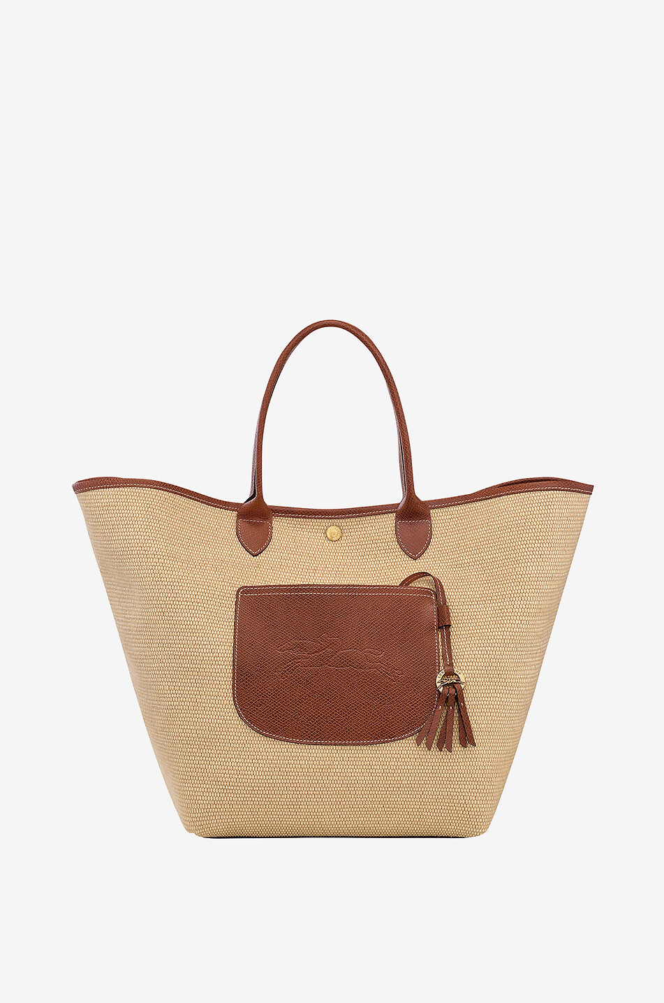 LONGCHAMP Sac cabas tressé effet paille Panier Le Pliage L Femme MARRON 1
