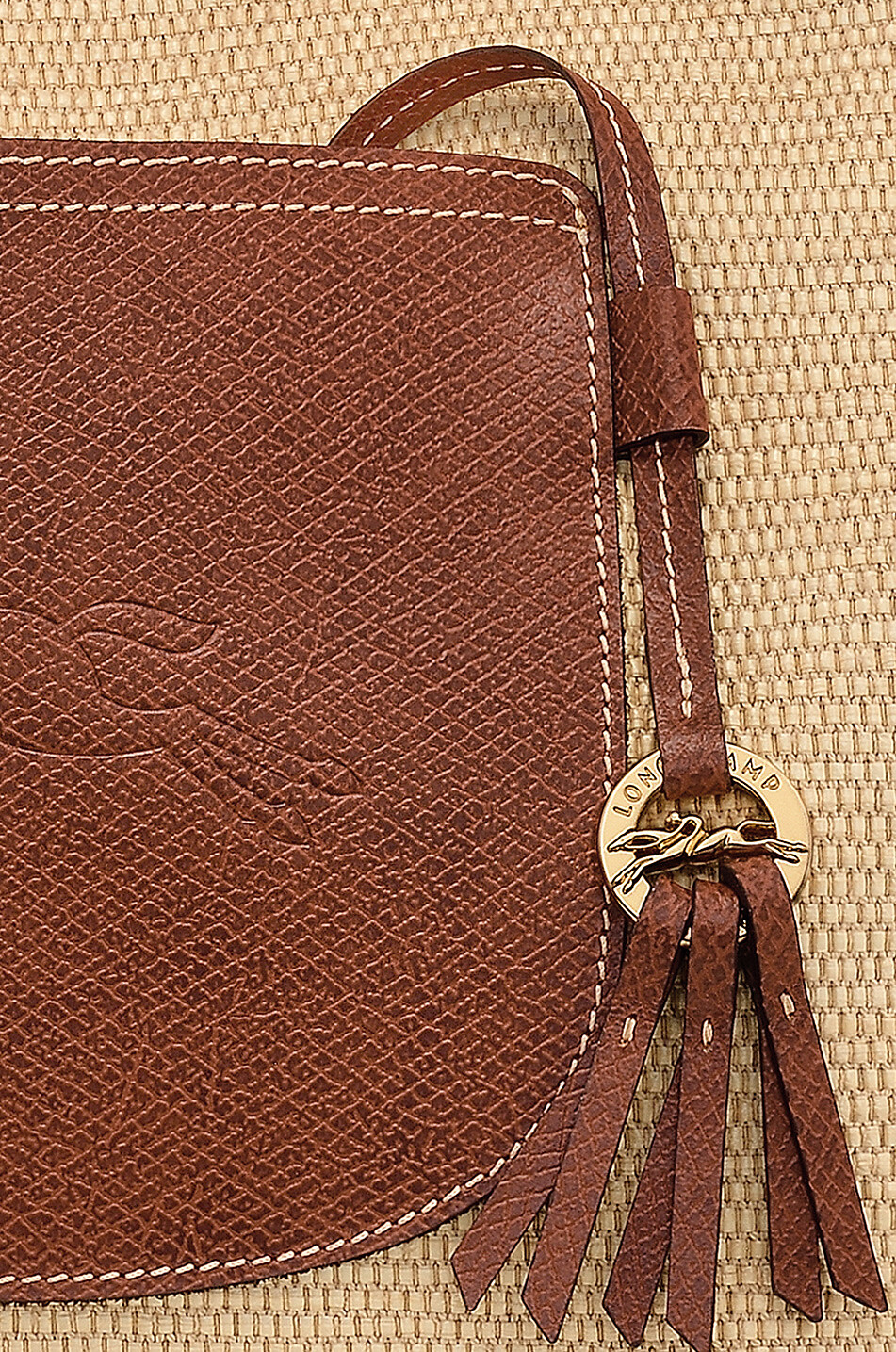 LONGCHAMP Sac cabas tressé effet paille Panier Le Pliage L Femme MARRON 2