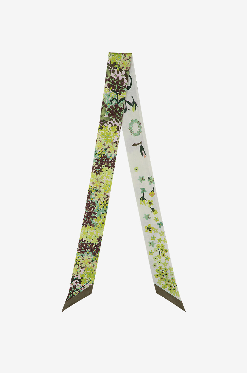 LONGCHAMP Seidentwill-Band Collier de Fleurs Damen GRÜN 1