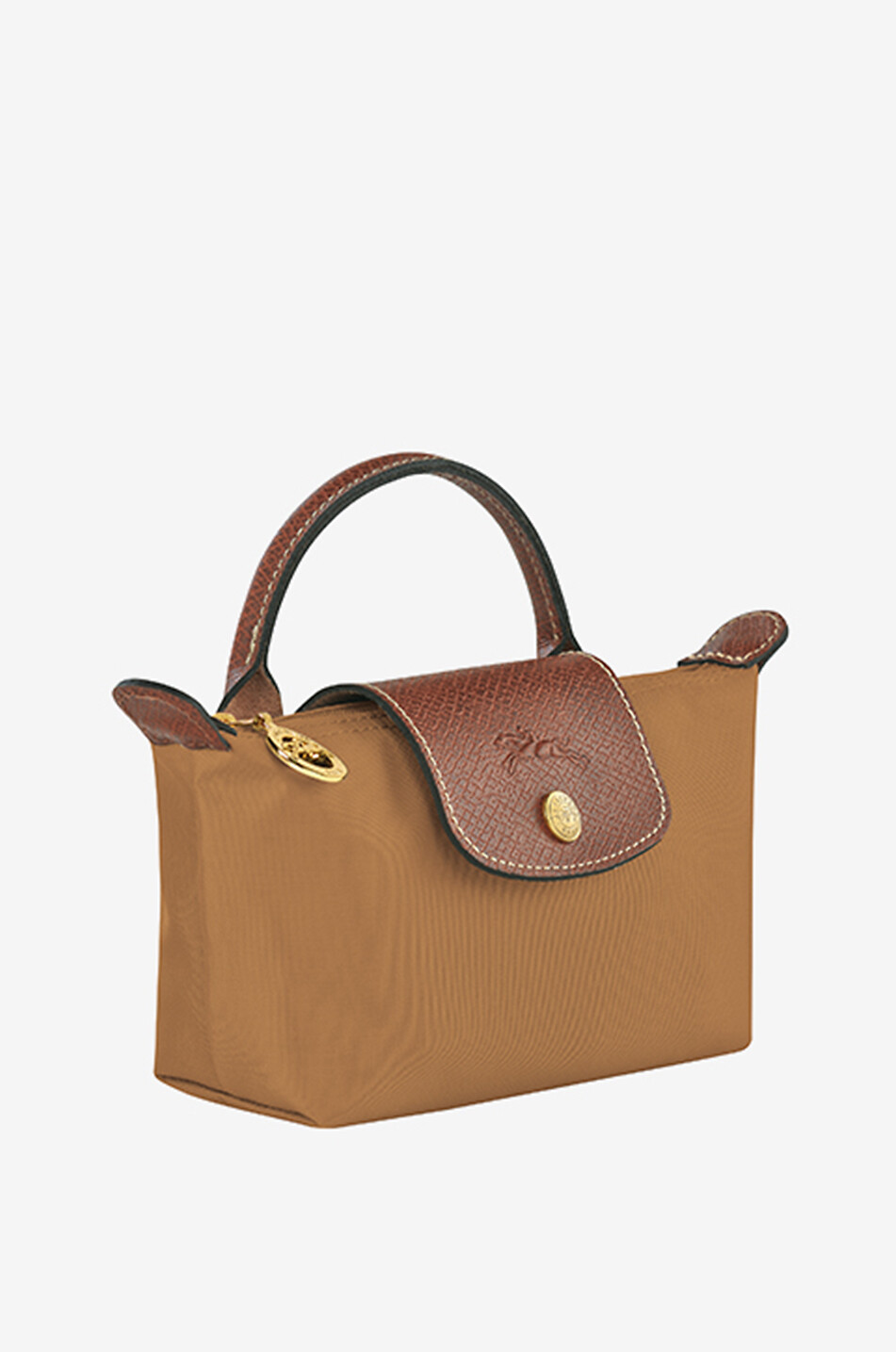 LONGCHAMP Le Pliage Original cosmetic pouch with handle in canvas and leather Women LIGHT BROWN 2
