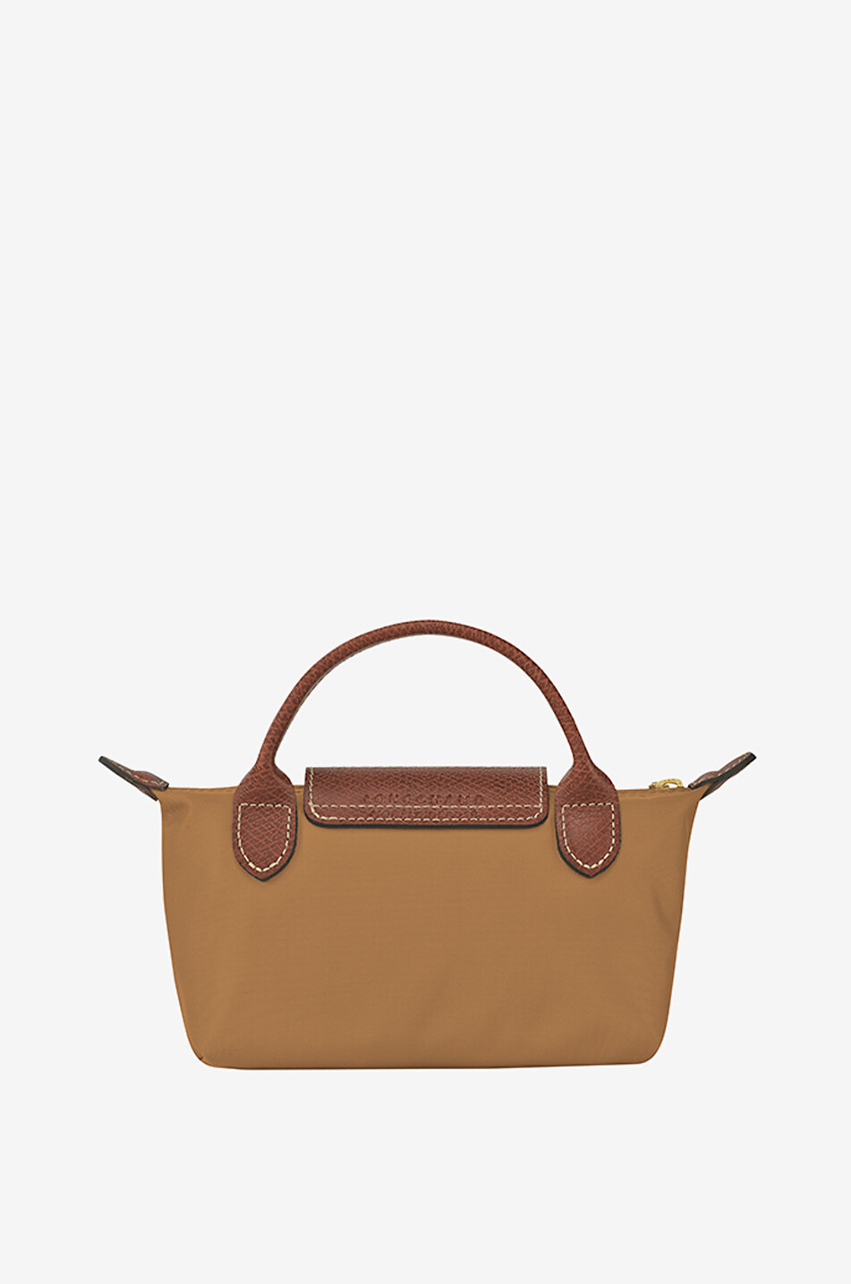 LONGCHAMP Le Pliage Original cosmetic pouch with handle in canvas and leather Women LIGHT BROWN 3