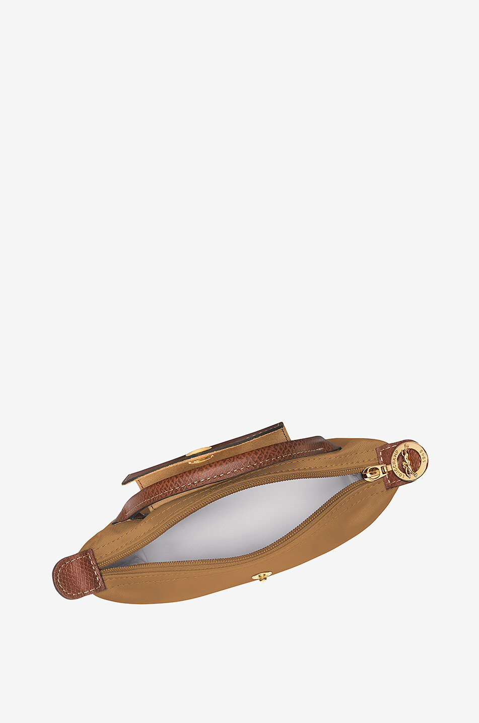 LONGCHAMP Le Pliage Original cosmetic pouch with handle in canvas and leather Women LIGHT BROWN 4