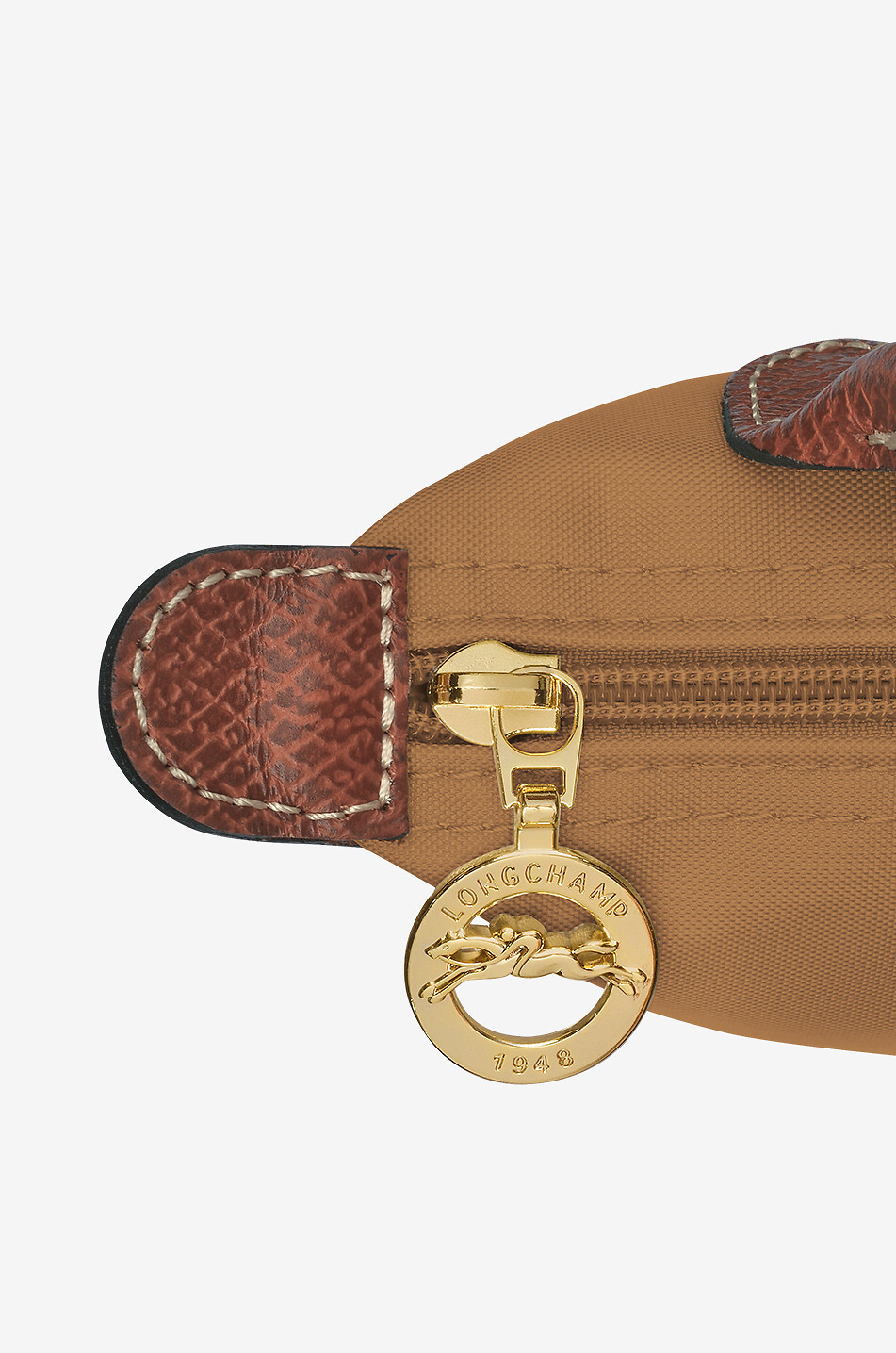LONGCHAMP Le Pliage Original cosmetic pouch with handle in canvas and leather Women LIGHT BROWN 5