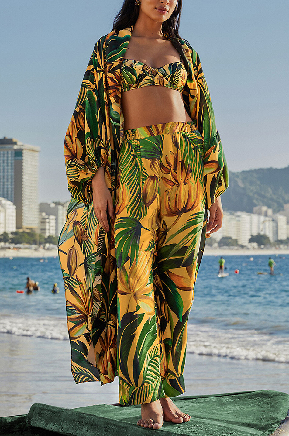 FARM RIO Kimono en viscose Bananart Femme JAUNE 6