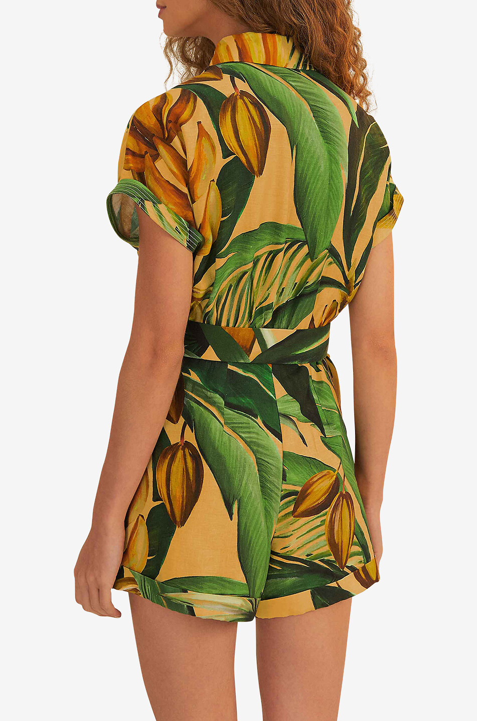 FARM RIO Kurzoverall aus Leinen und Viskose Bananart Damen GELB 5