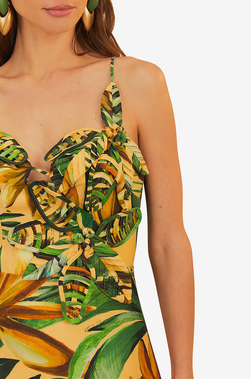 FARM RIO Midi-Trägerkleid aus Leinen Bananart Damen GELB 4