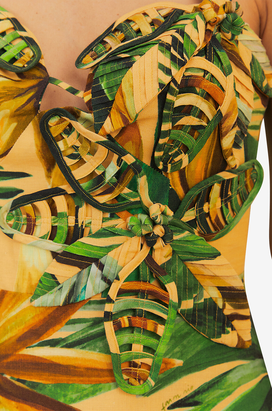 FARM RIO Midi-Trägerkleid aus Leinen Bananart Damen GELB 6