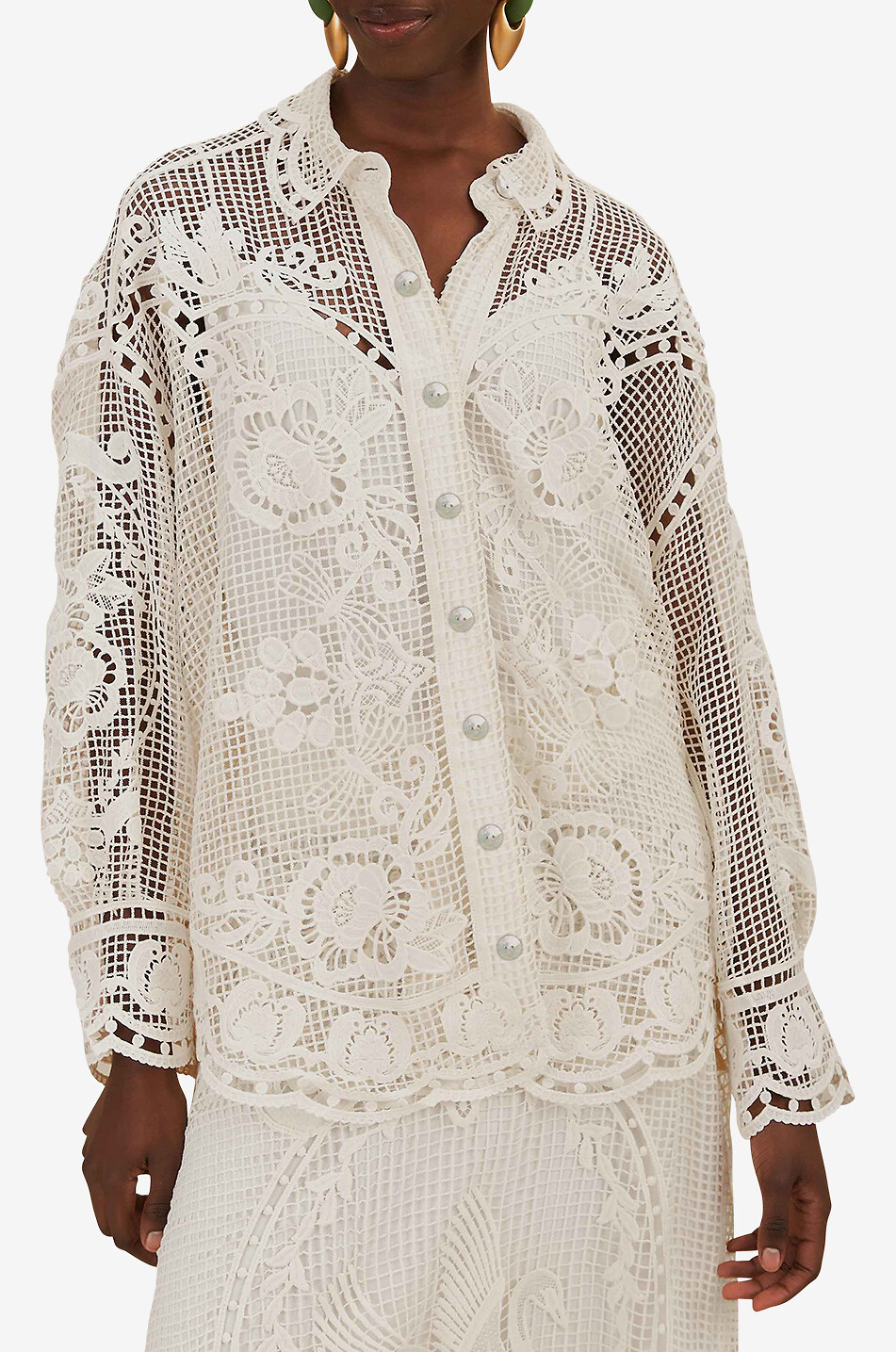FARM RIO Swan Lake viscose long sleeved shirt Women WHITE 3