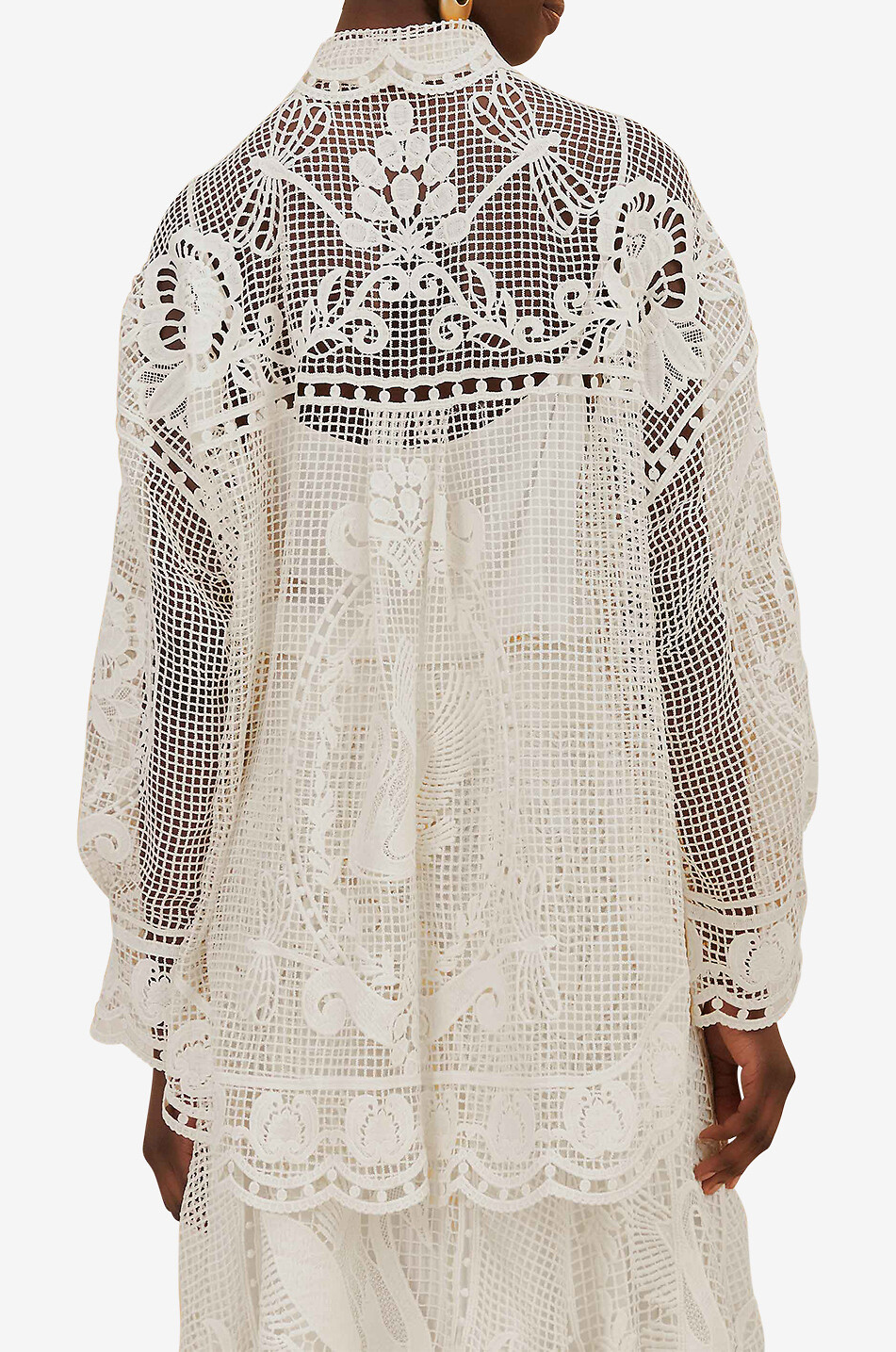 FARM RIO Swan Lake viscose long sleeved shirt Women WHITE 4